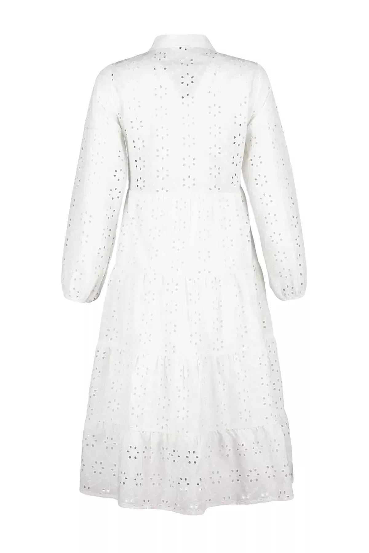 فستان سكيتر للمقاسات الكبيرة، أزرق, Ecru, large image number 7