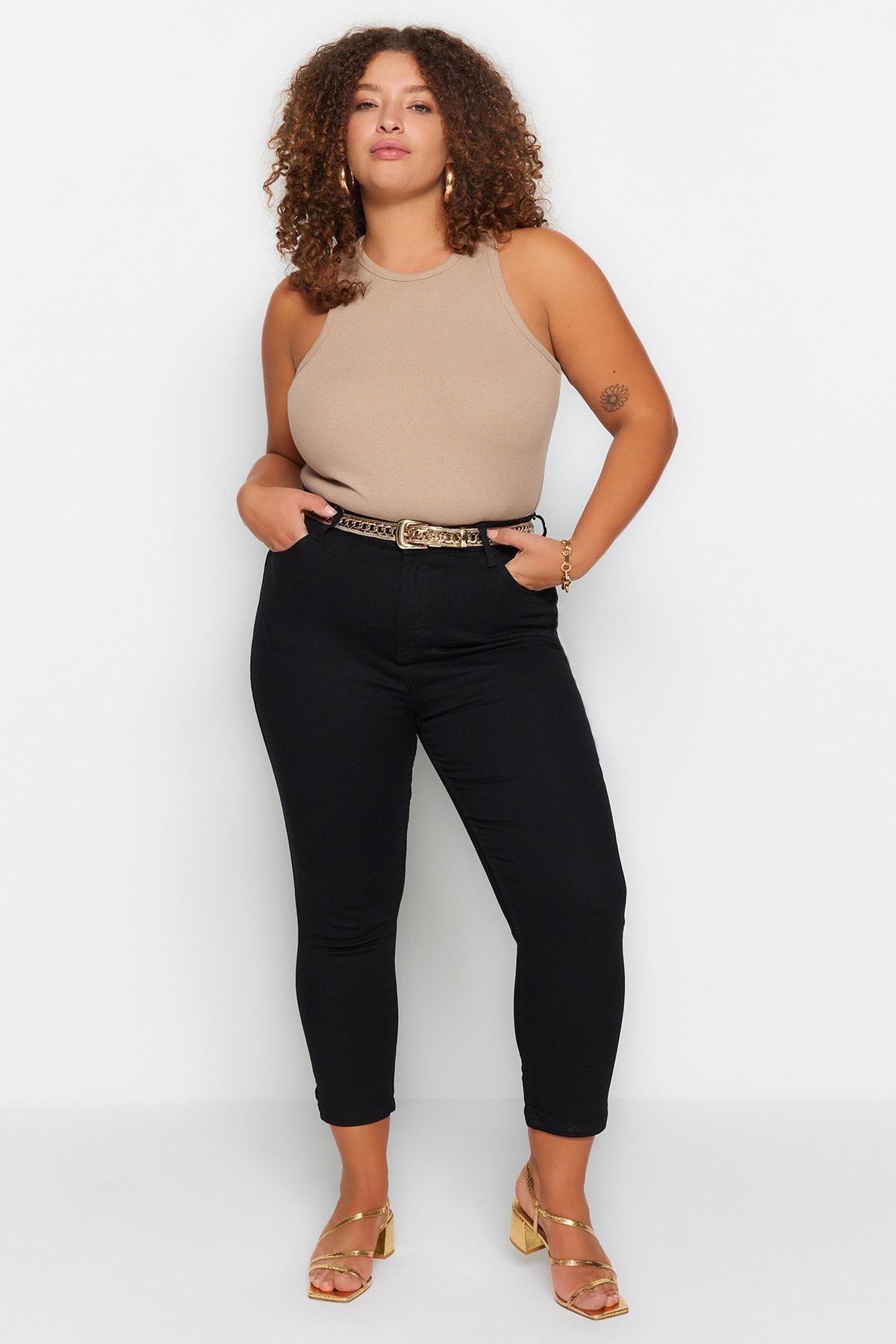Black Skinny Plus Size Jeans, , large image number 0