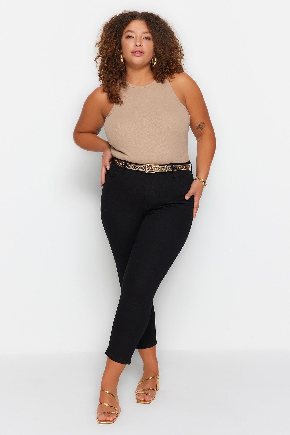 Black Skinny Plus Size Jeans, , large image number 1