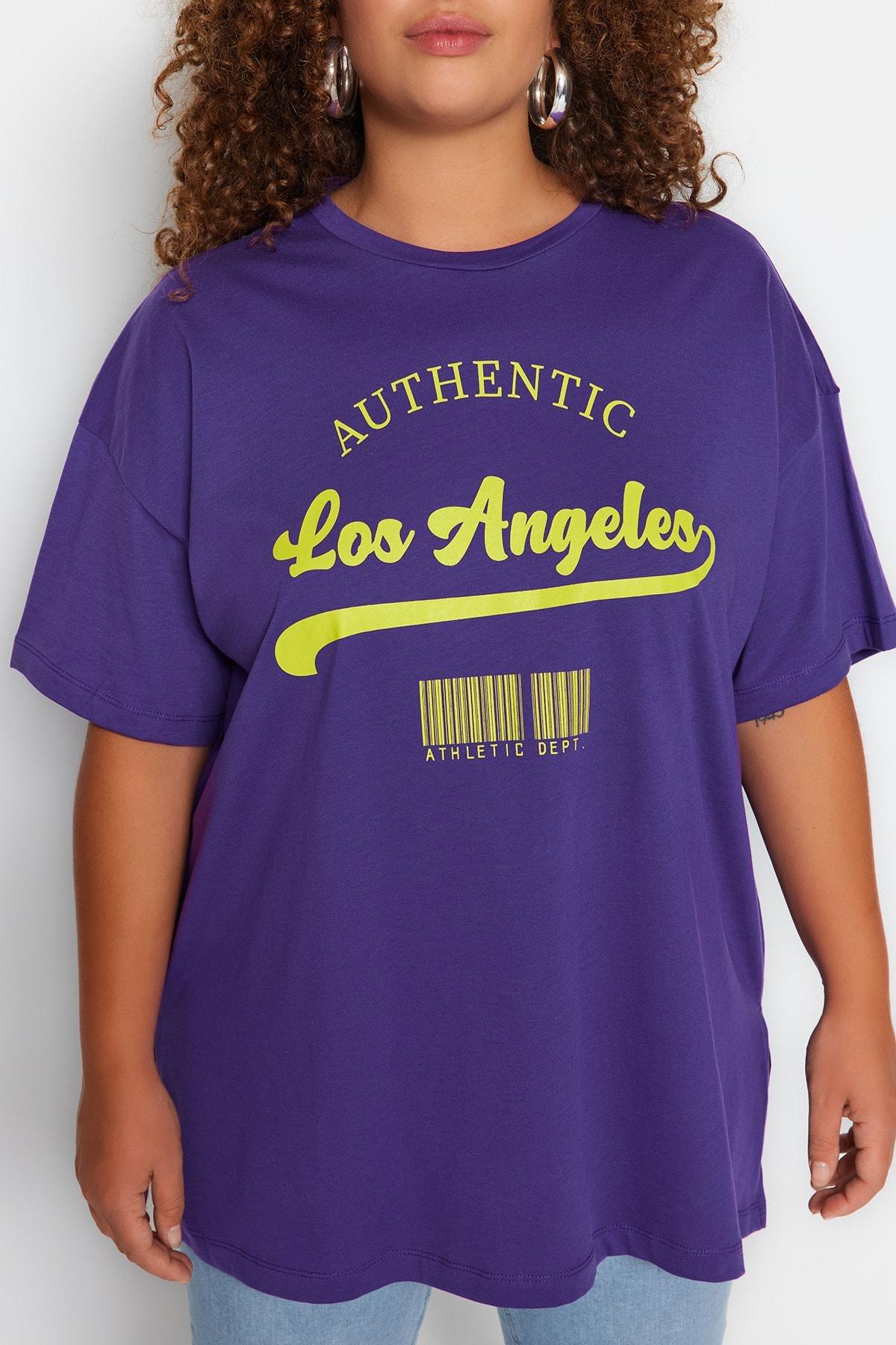 Purple Oversize Plus Size T-Shirt, , large image number 2