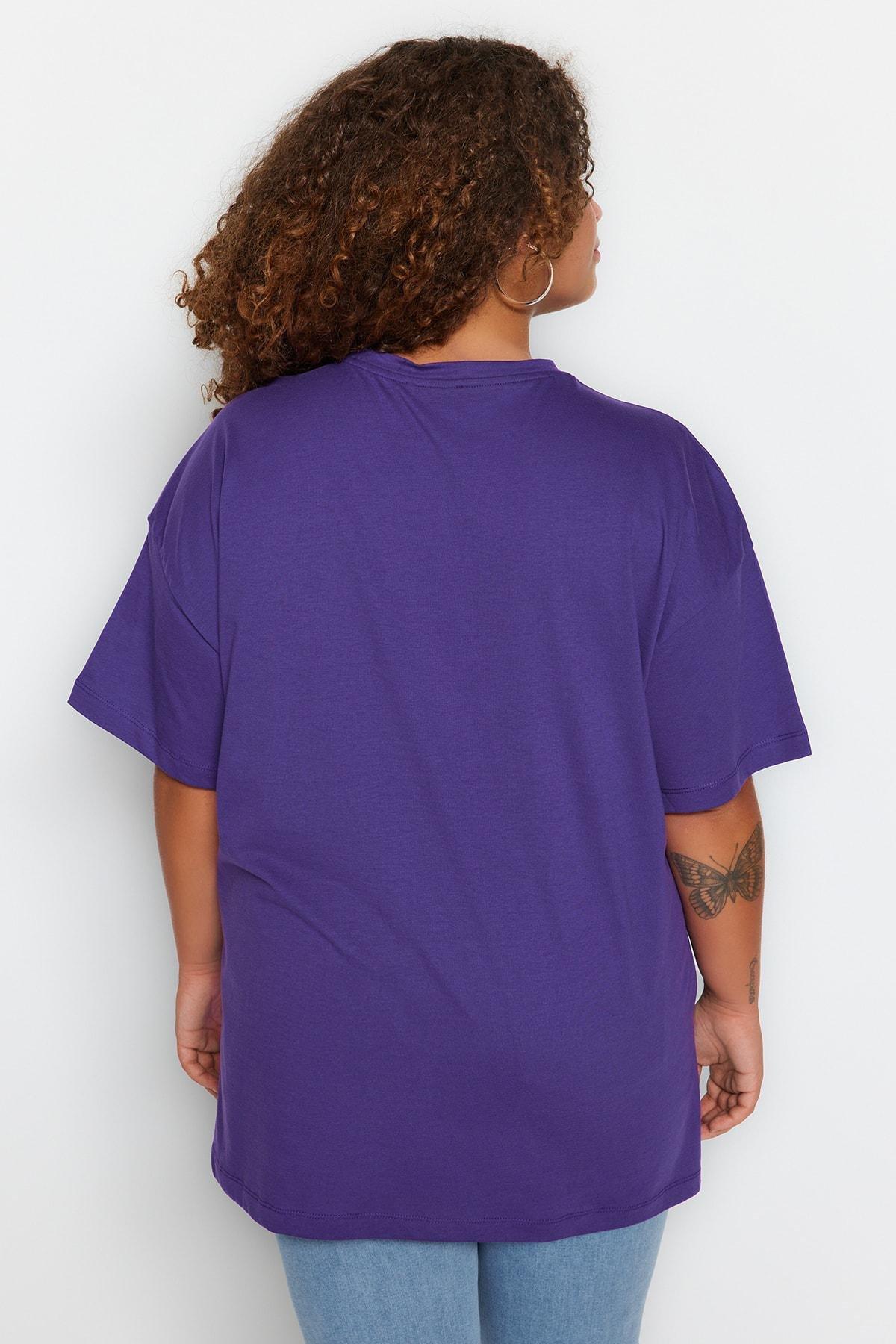 Purple Oversize Plus Size T-Shirt, , large image number 5