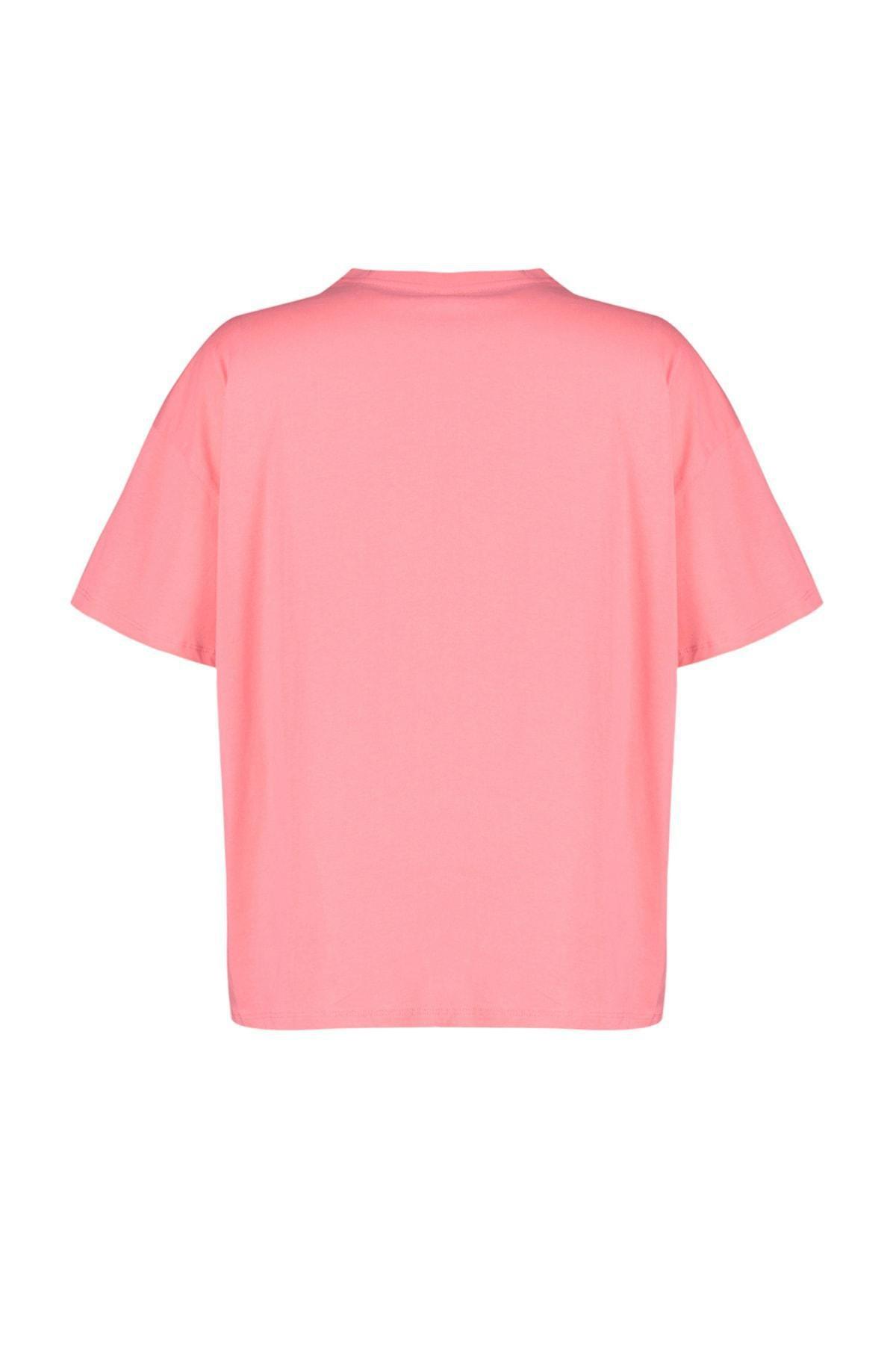 Pink Oversize Plus Size T-Shirt, , large image number 5