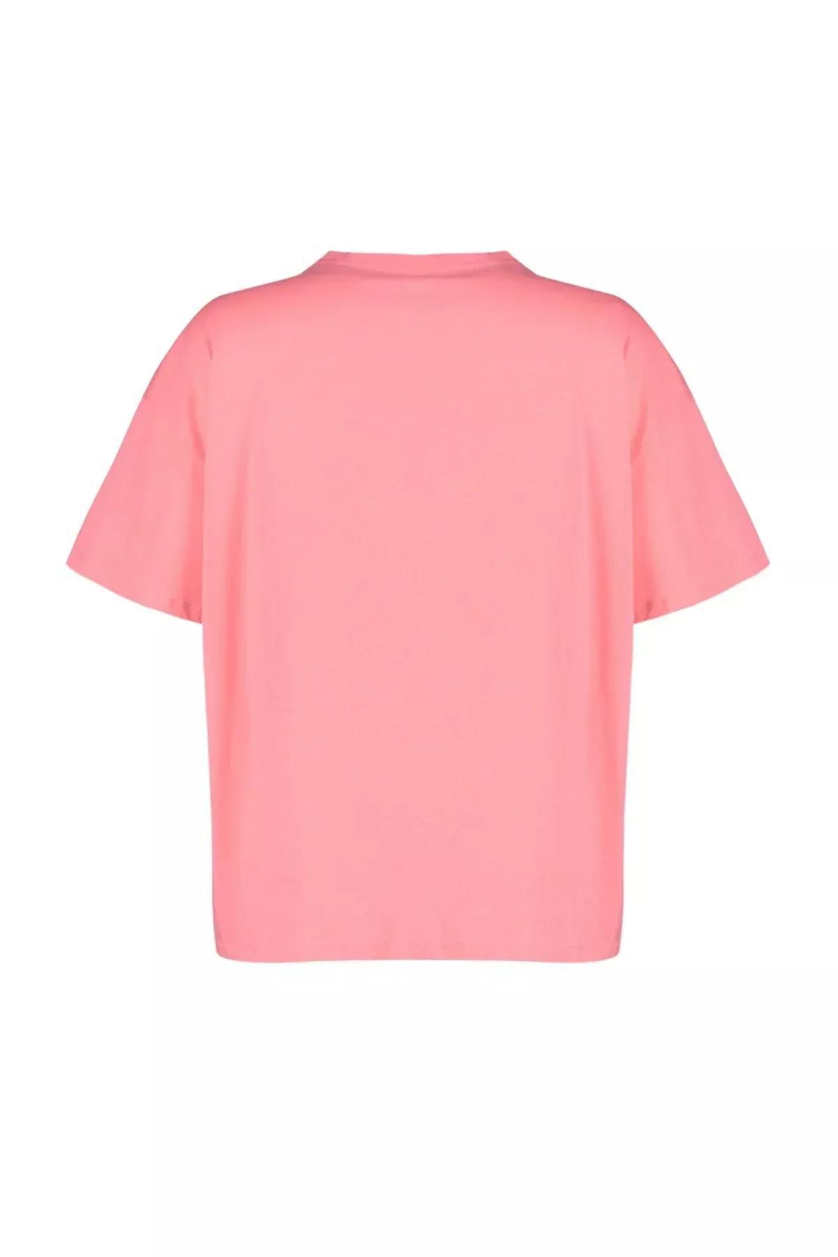 تيشيرت بقصة فضفاضة للمقاسات الكبيرة، وردي, Pink, large image number 5