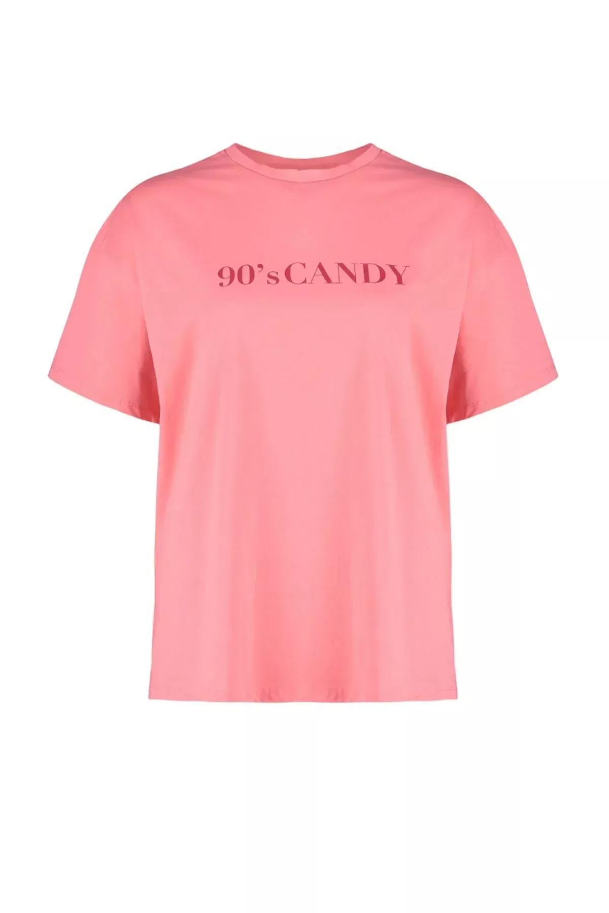 تيشيرت بقصة فضفاضة للمقاسات الكبيرة، وردي, Pink, large image number 6
