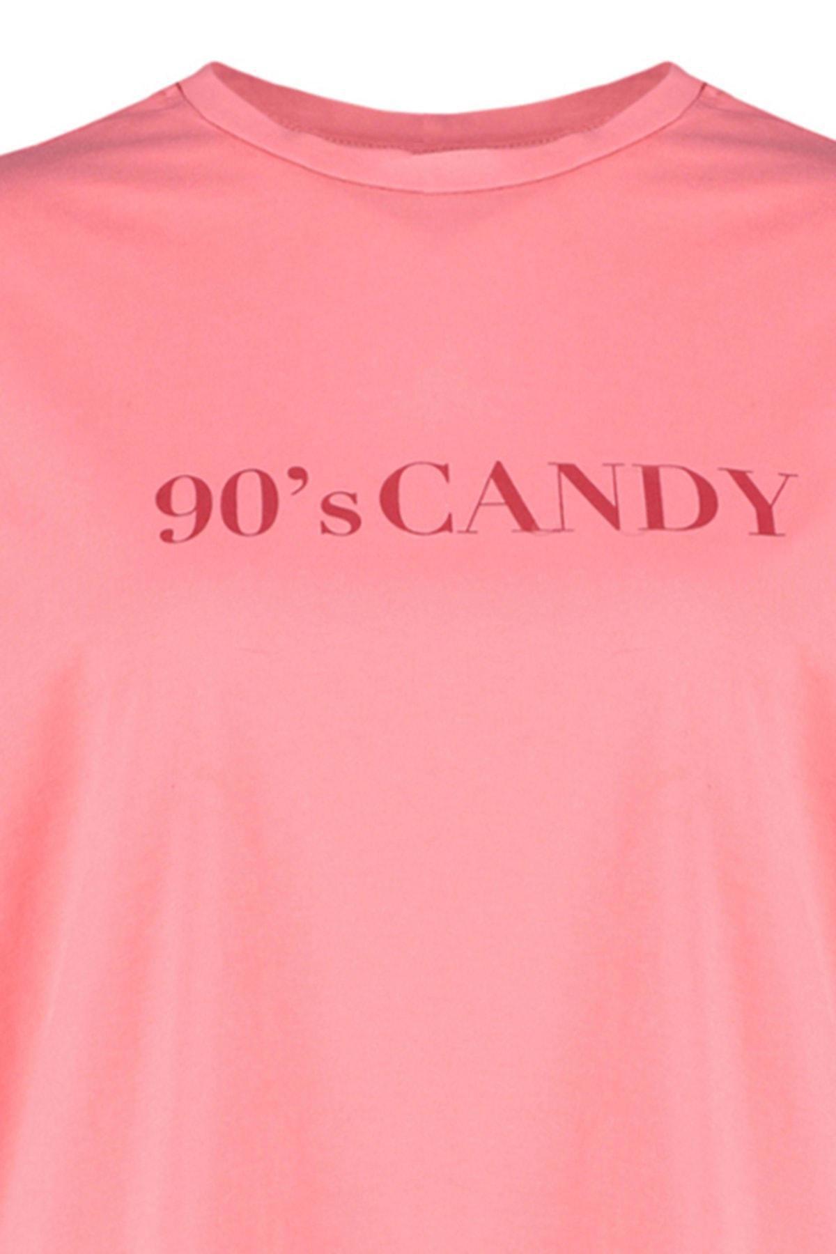 Pink Oversize Plus Size T-Shirt, , large image number 7