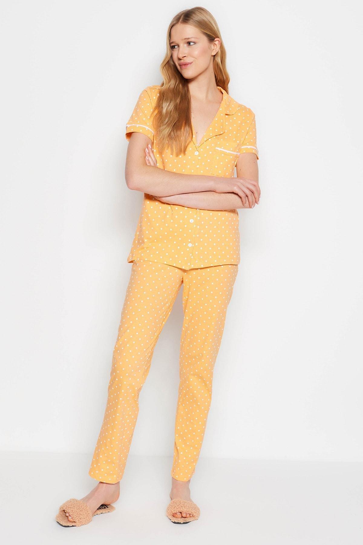 Blue Polka Dot Knitted Pyjamas Set, , large image number 1