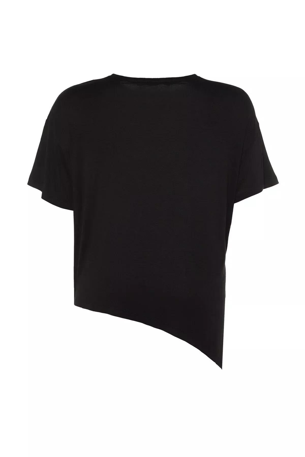 بلوزة بفتحة رقبة مستديرة للمقاسات الكبيرة، أسود, Black, large image number 5