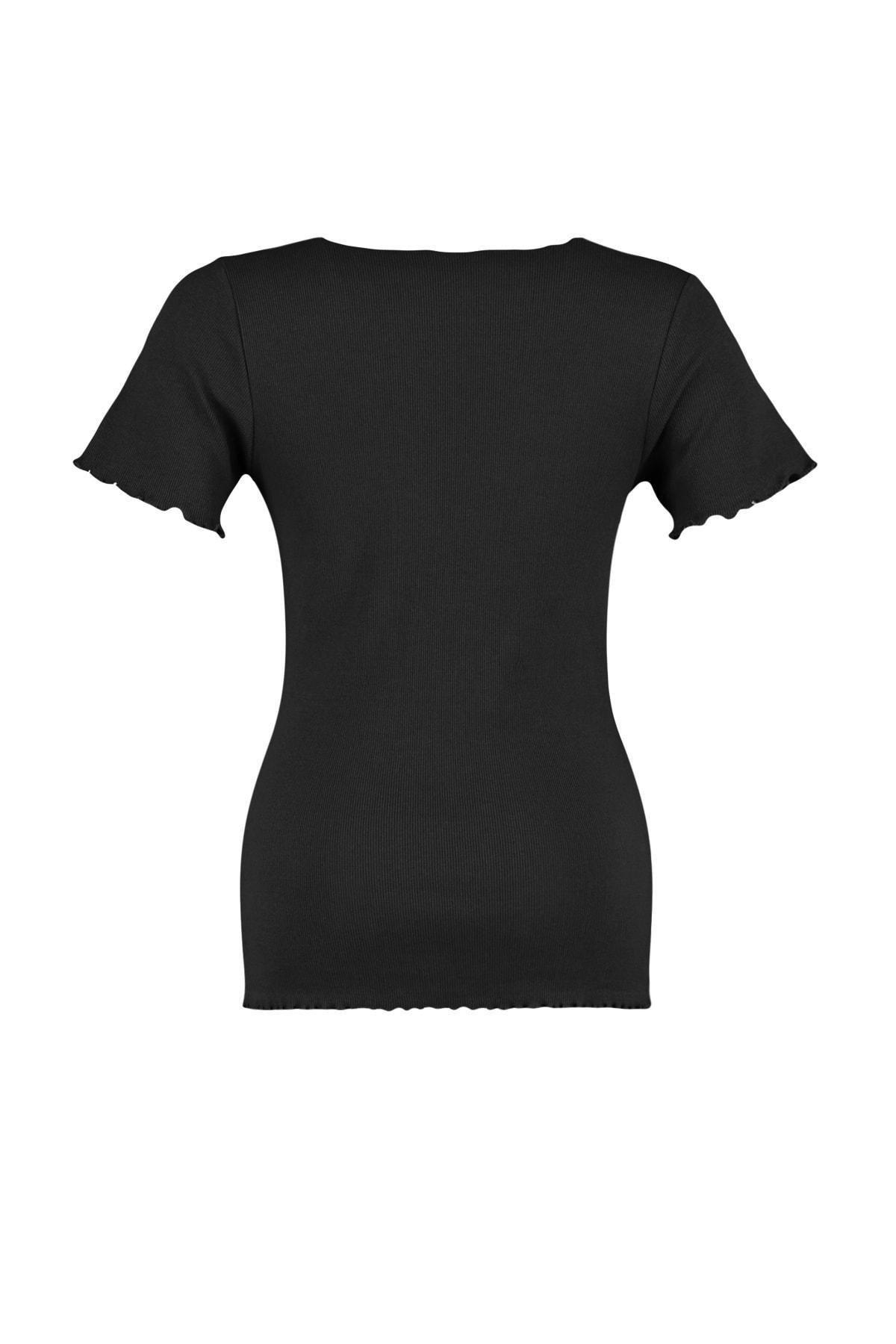 Black Fitted Plus Size Blouse, , large image number 6