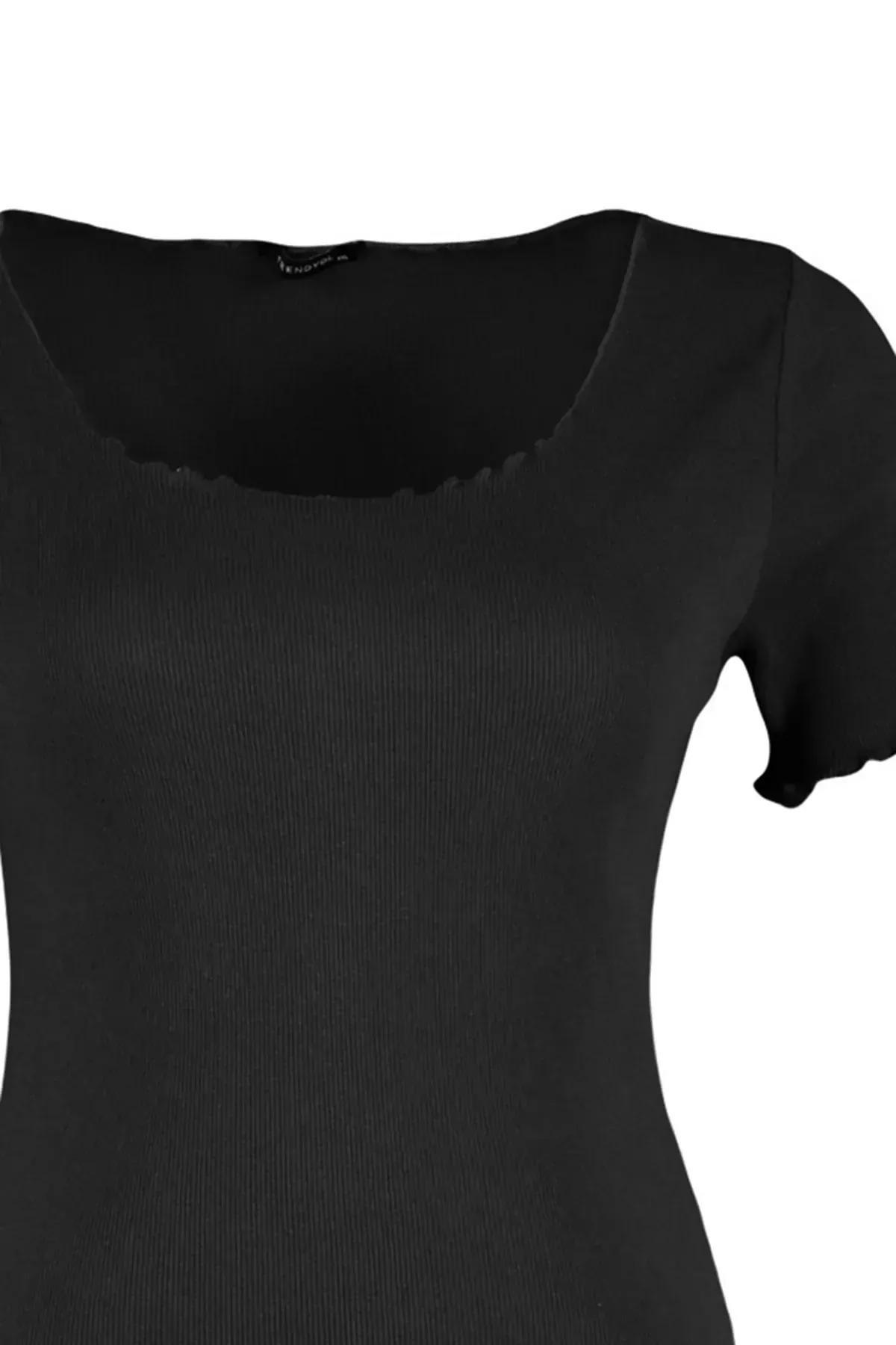 Black Fitted Plus Size Blouse, Black, large image number 6