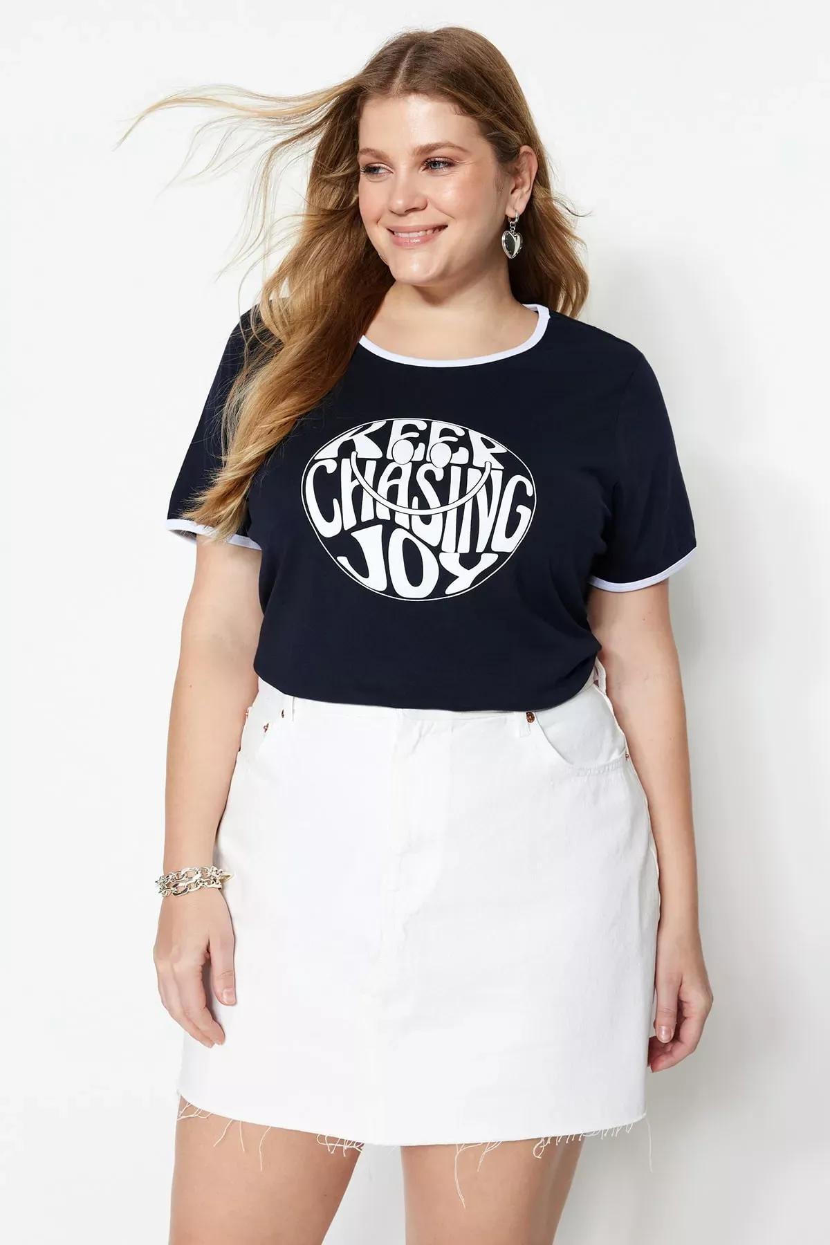 Navy Regular Plus Size T-Shirt, , large image number 0