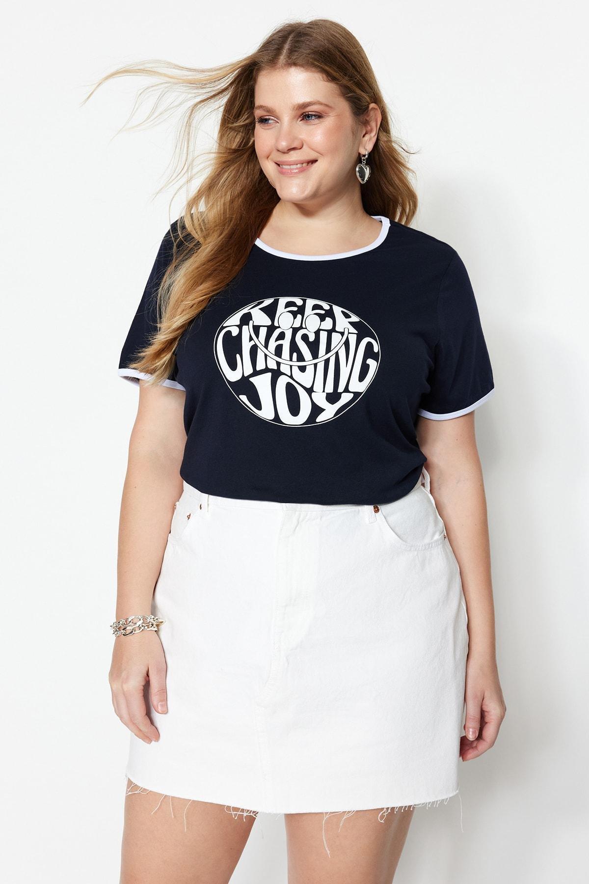 Navy Regular Plus Size T-Shirt, , medium