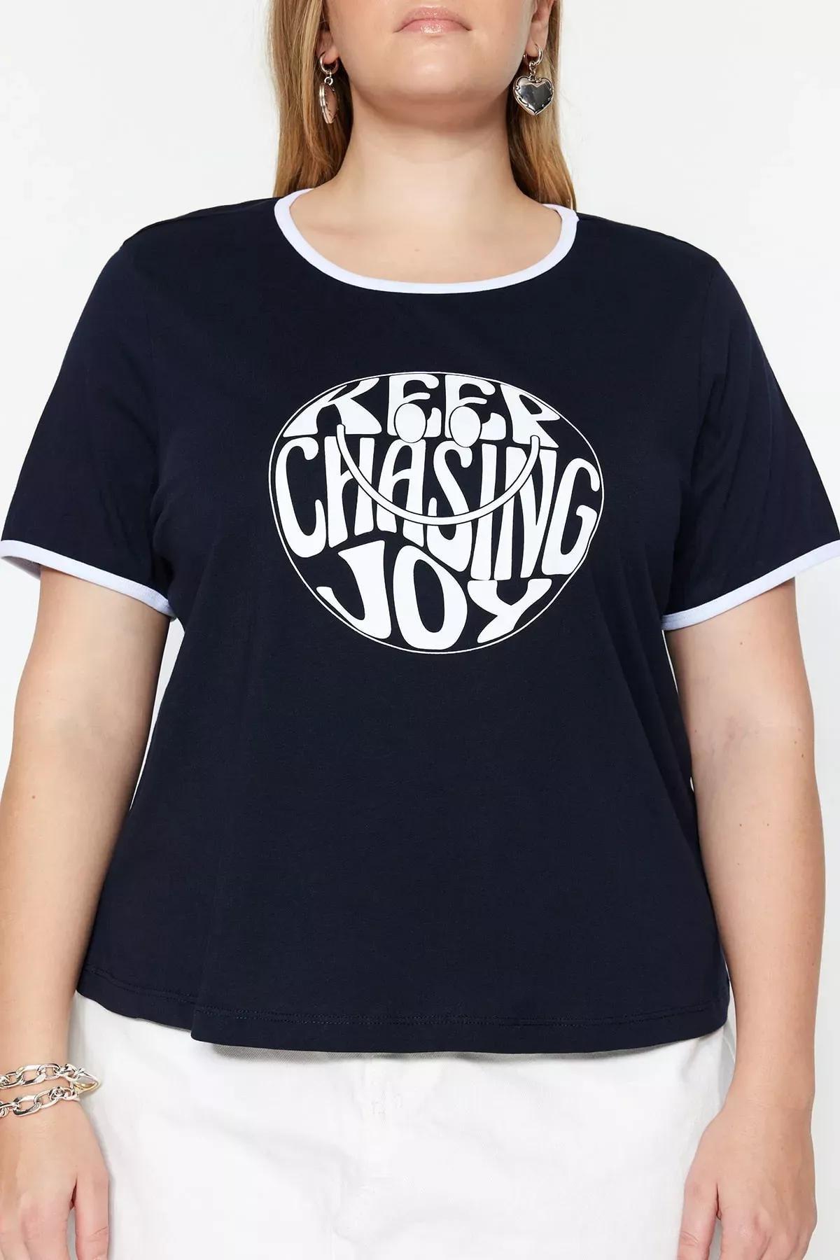 Navy Regular Plus Size T-Shirt, , large image number 1