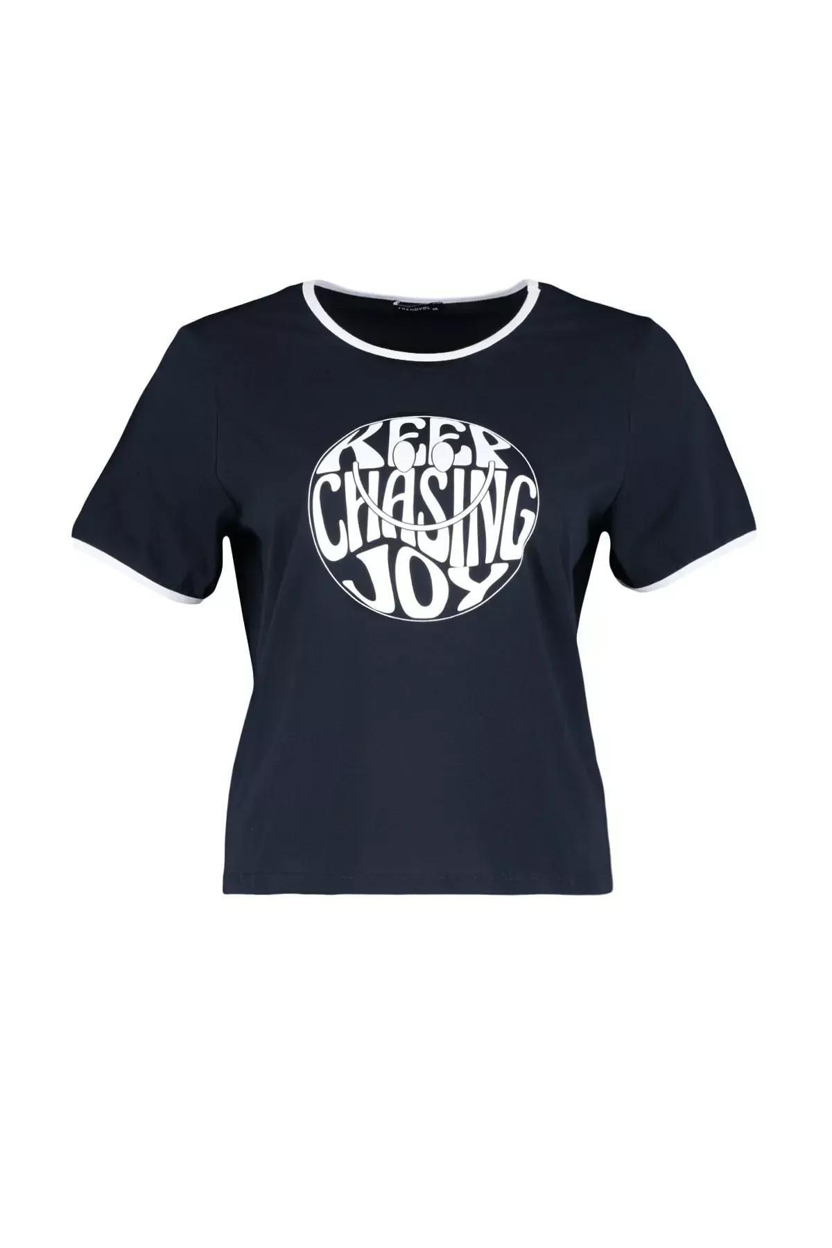 Navy Regular Plus Size T-Shirt, , large image number 5