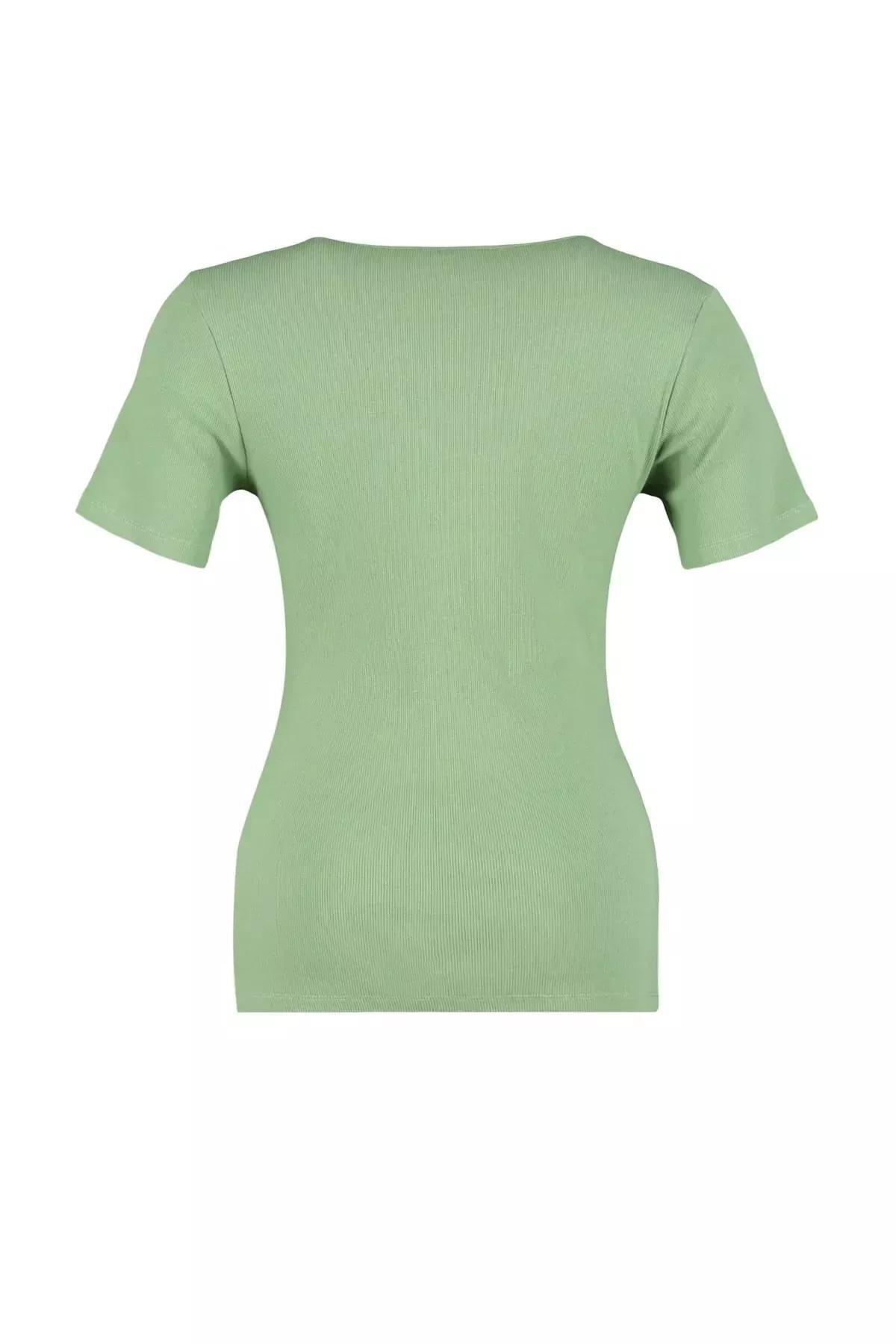 Green Fitted Plus Size Blouse, , large image number 5