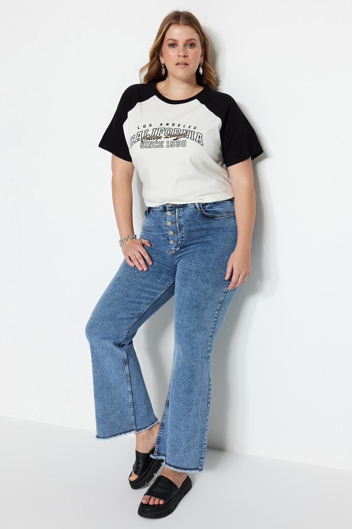White Printed Plus Size T-Shirt, , large image number 0