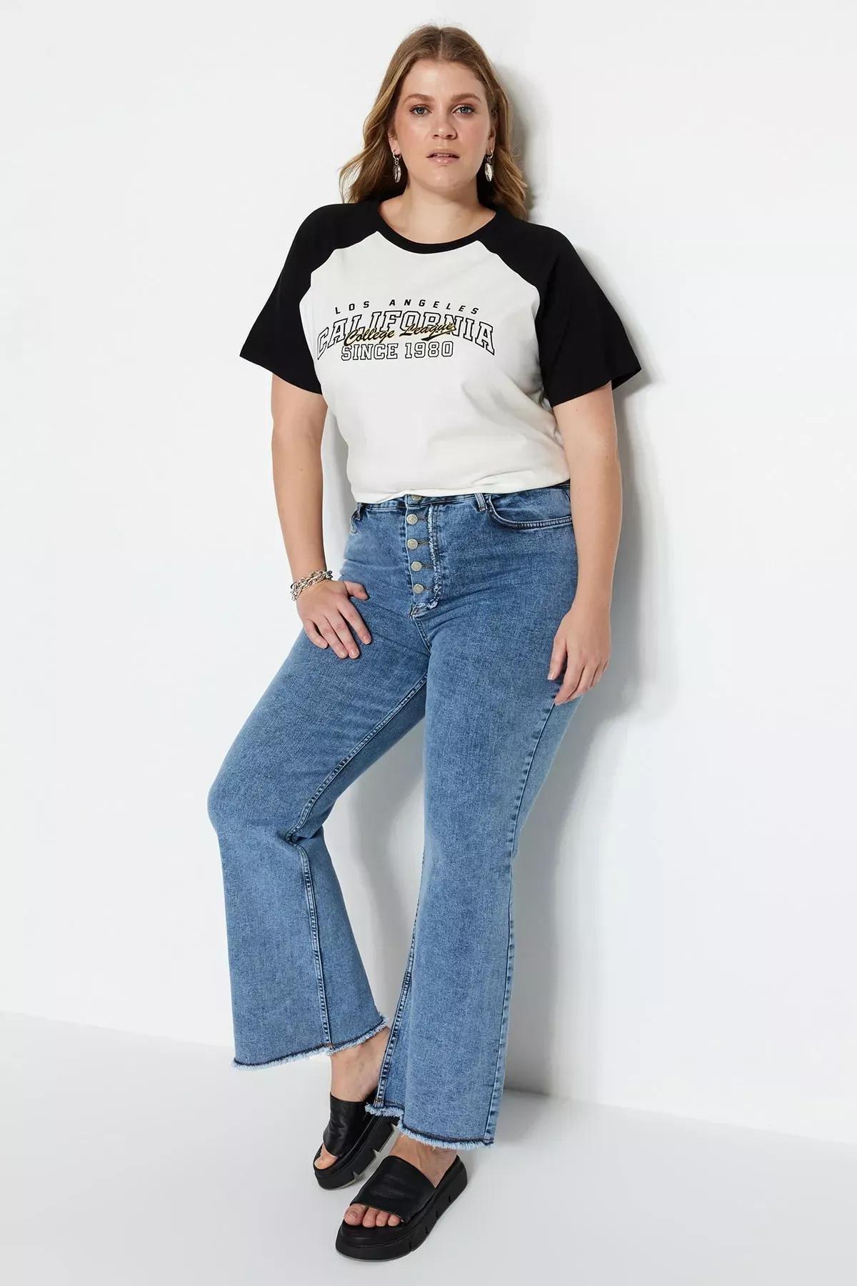 White Printed Plus Size T-Shirt, , medium