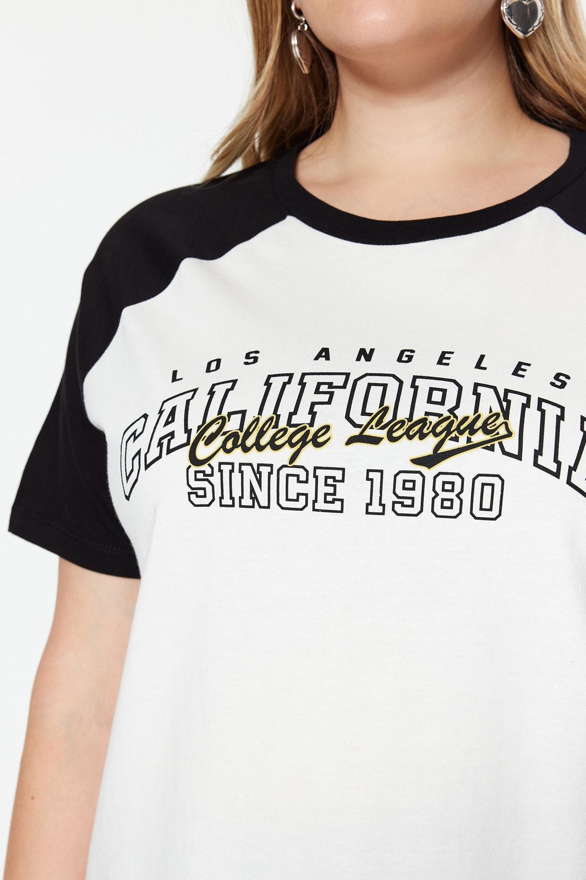 White Printed Plus Size T-Shirt, , large image number 2
