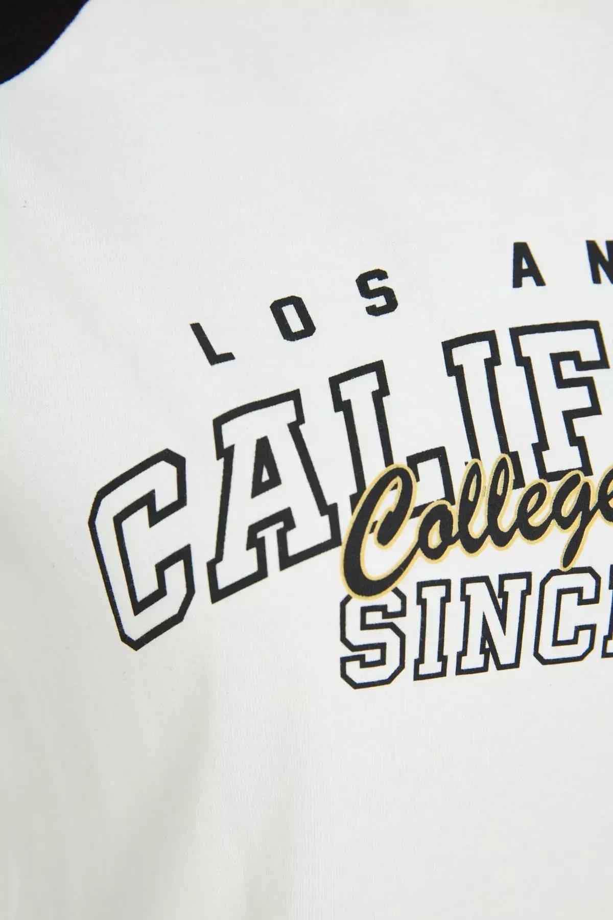 تيشيرت مزين بطبعة للمقاسات الكبيرة، أبيض, Ecru, large image number 5