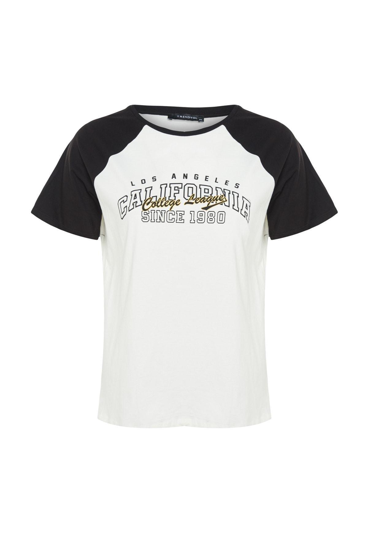 White Printed Plus Size T-Shirt, , large image number 7
