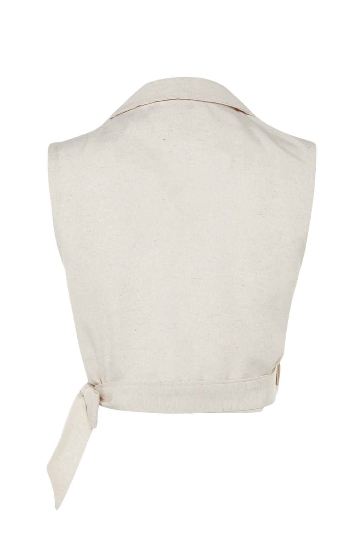 Beige Fitted Blouse, , large image number 7