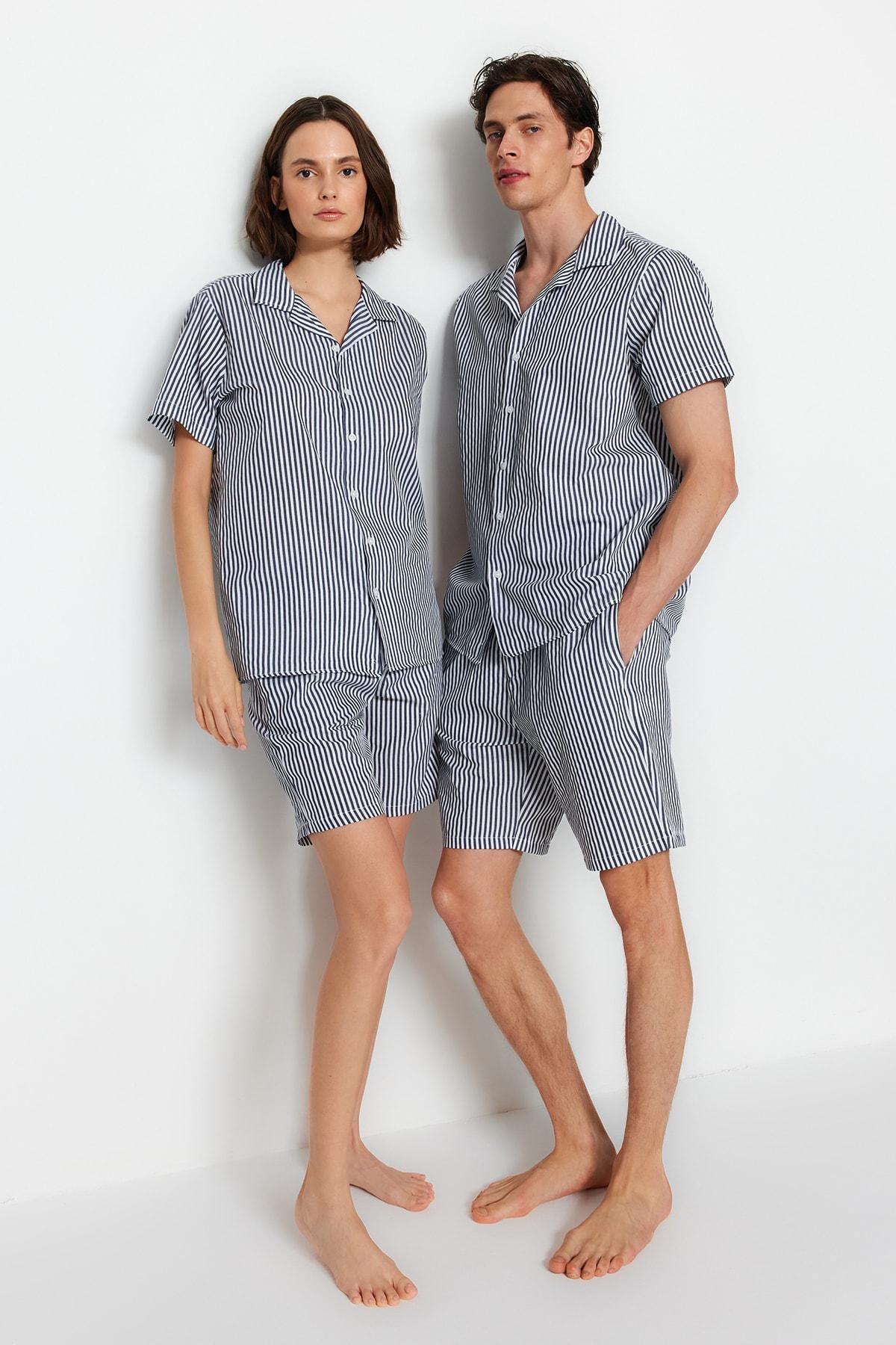 Gray Striped Pajama Set, , large image number 0