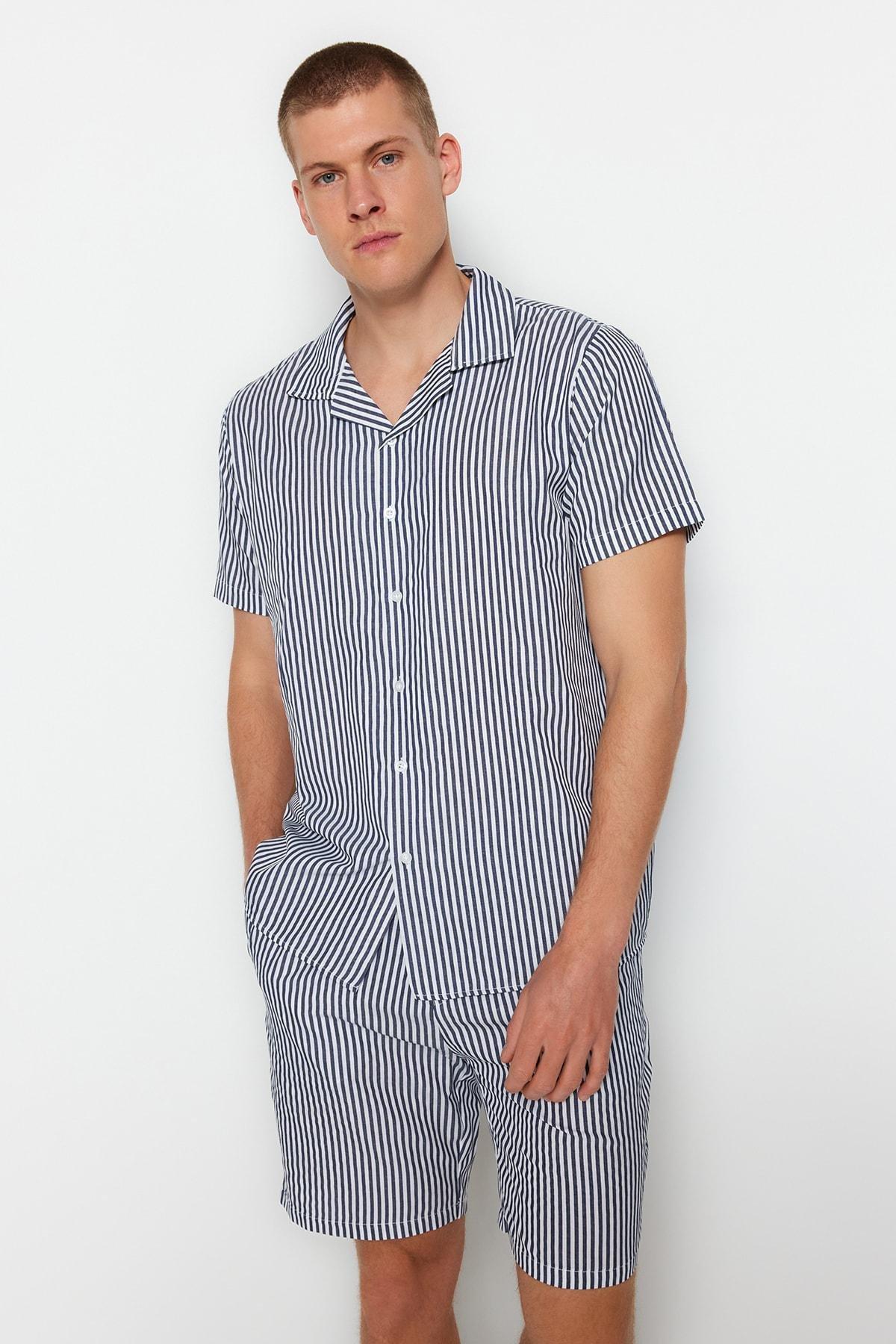 Gray Striped Pajama Set, , large image number 1