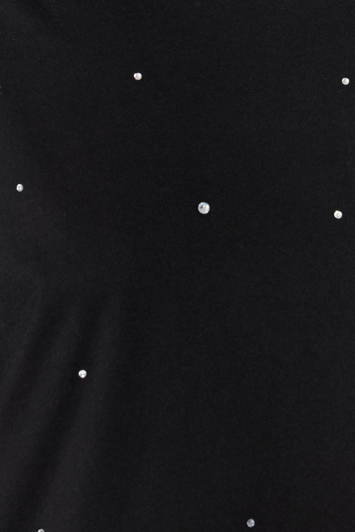 Black Crew Neck Relaxed T-Shirt, , large image number 4