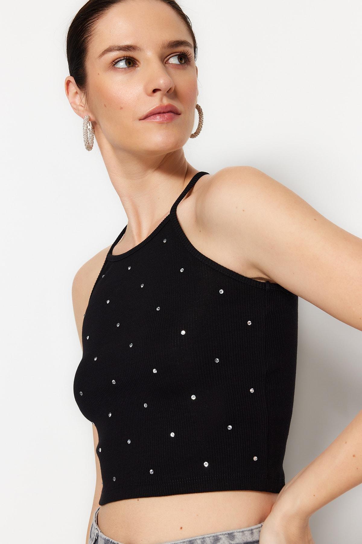Black Crew Neck Blouse, , large image number 0