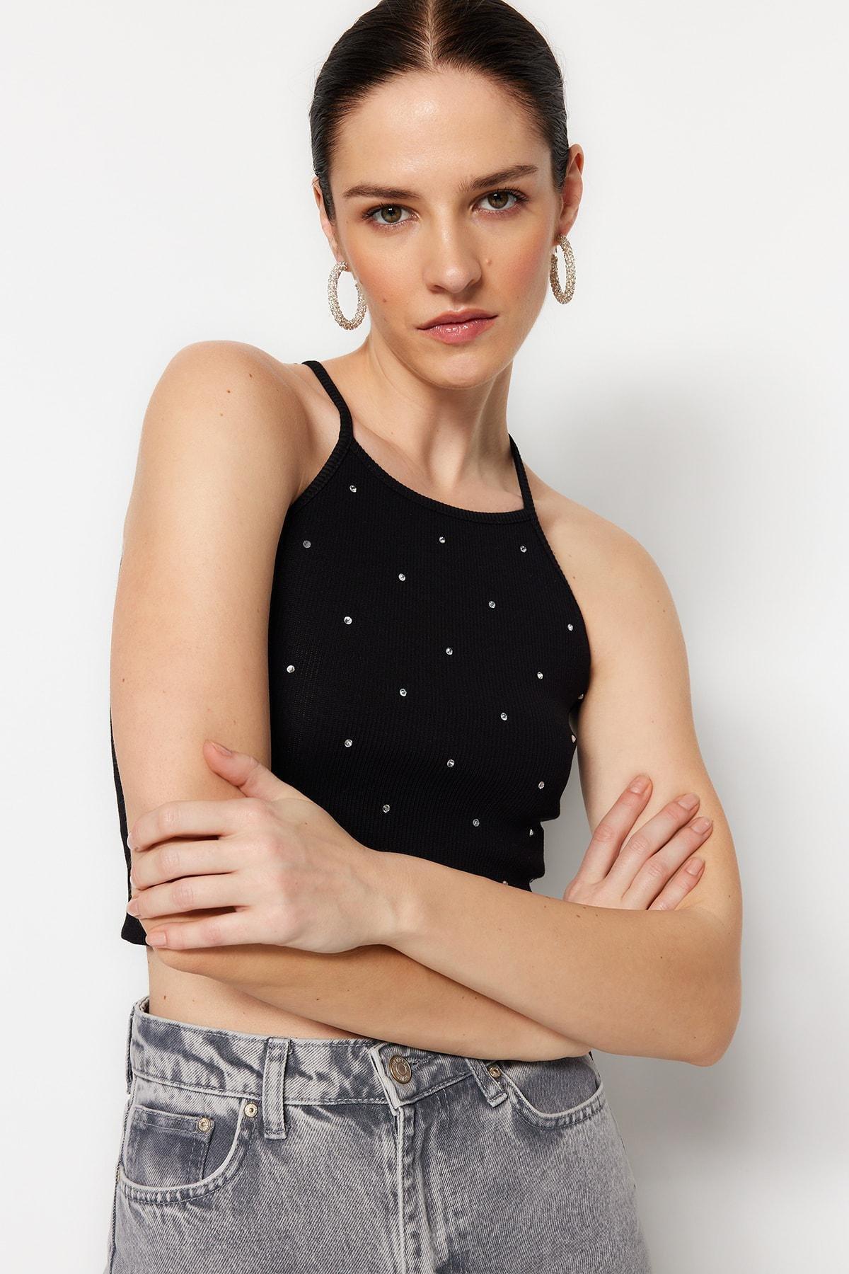 Black Crew Neck Blouse, , large image number 1