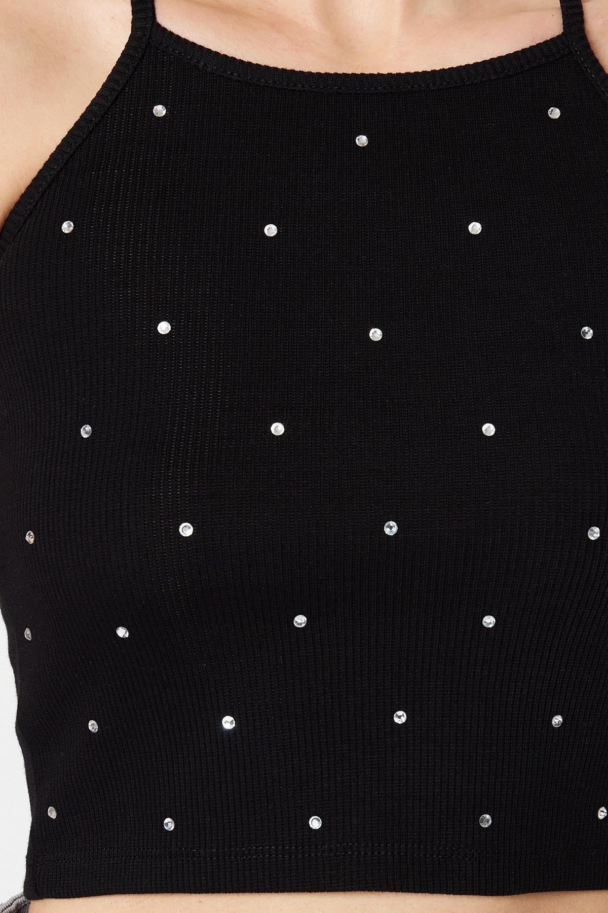 Black Crew Neck Blouse, , large image number 3