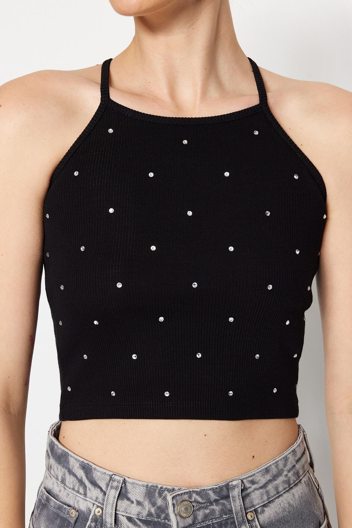 Black Crew Neck Blouse, , large image number 4