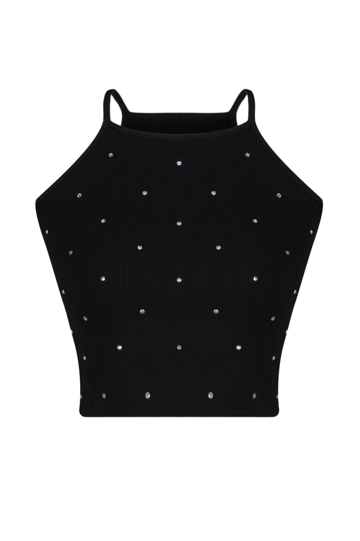 Black Crew Neck Blouse, , large image number 5