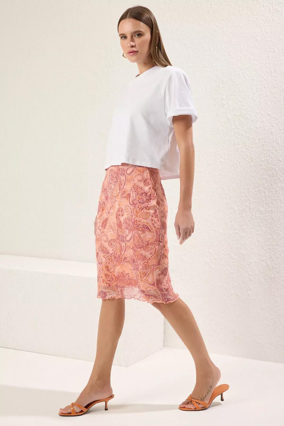Beige Tulle High-Waist Skirt, , large image number 1
