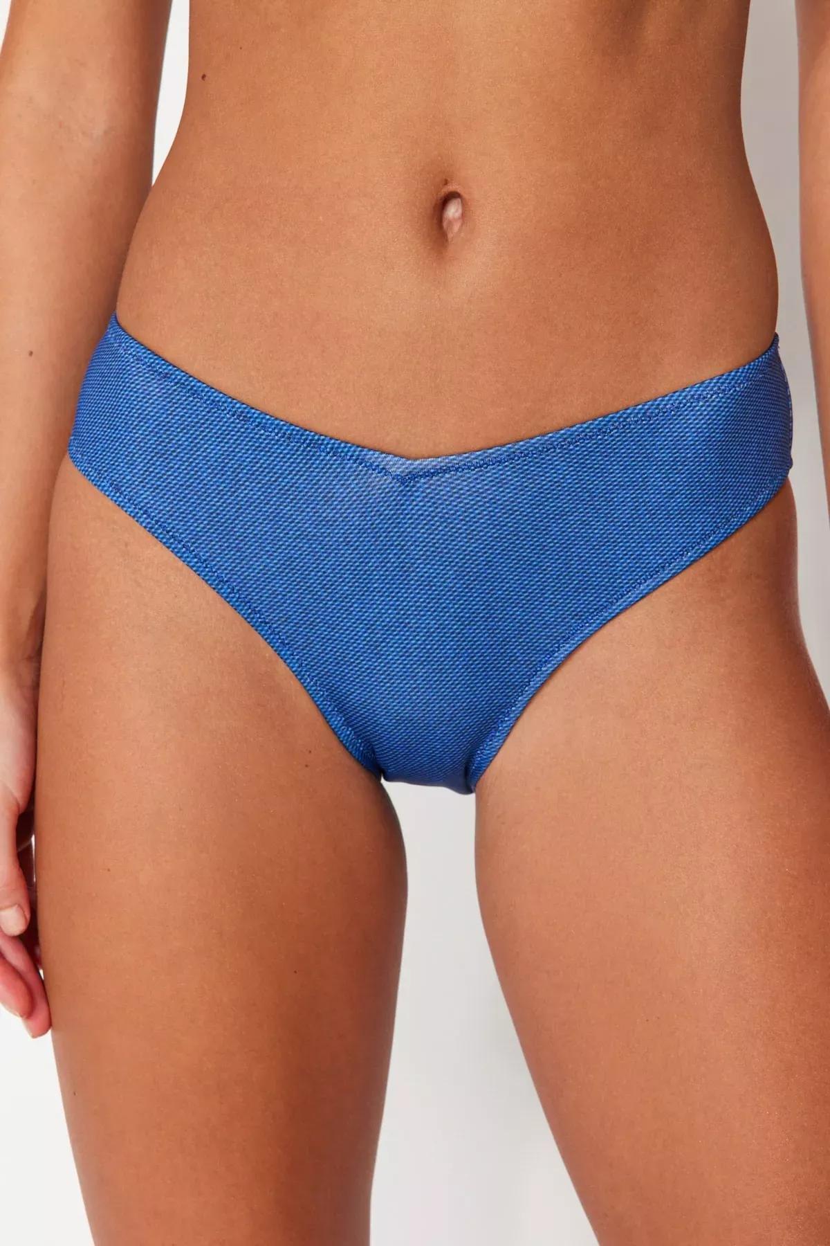 Blue Plain Bikini Bottom, DARK BLUE, medium