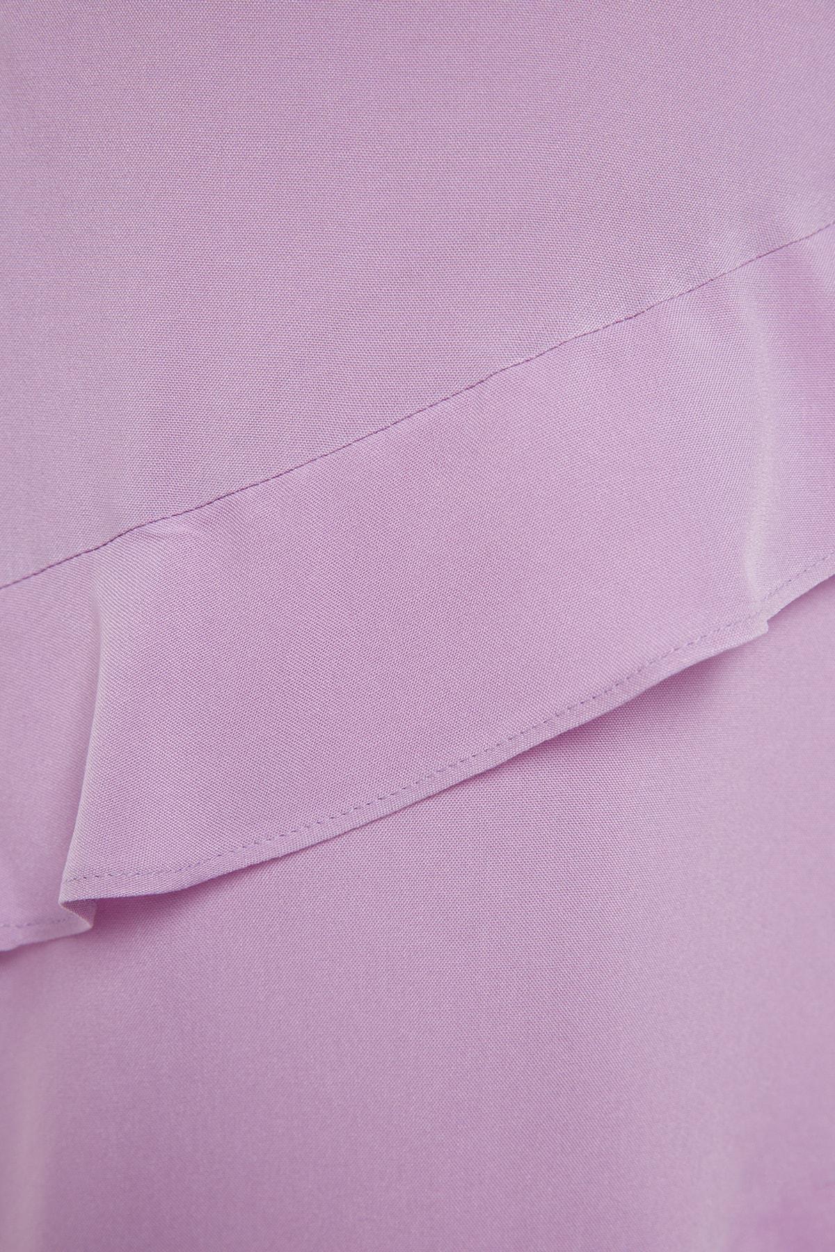 Purple Crew Neck Ruffle Hem Dress, , large image number 6