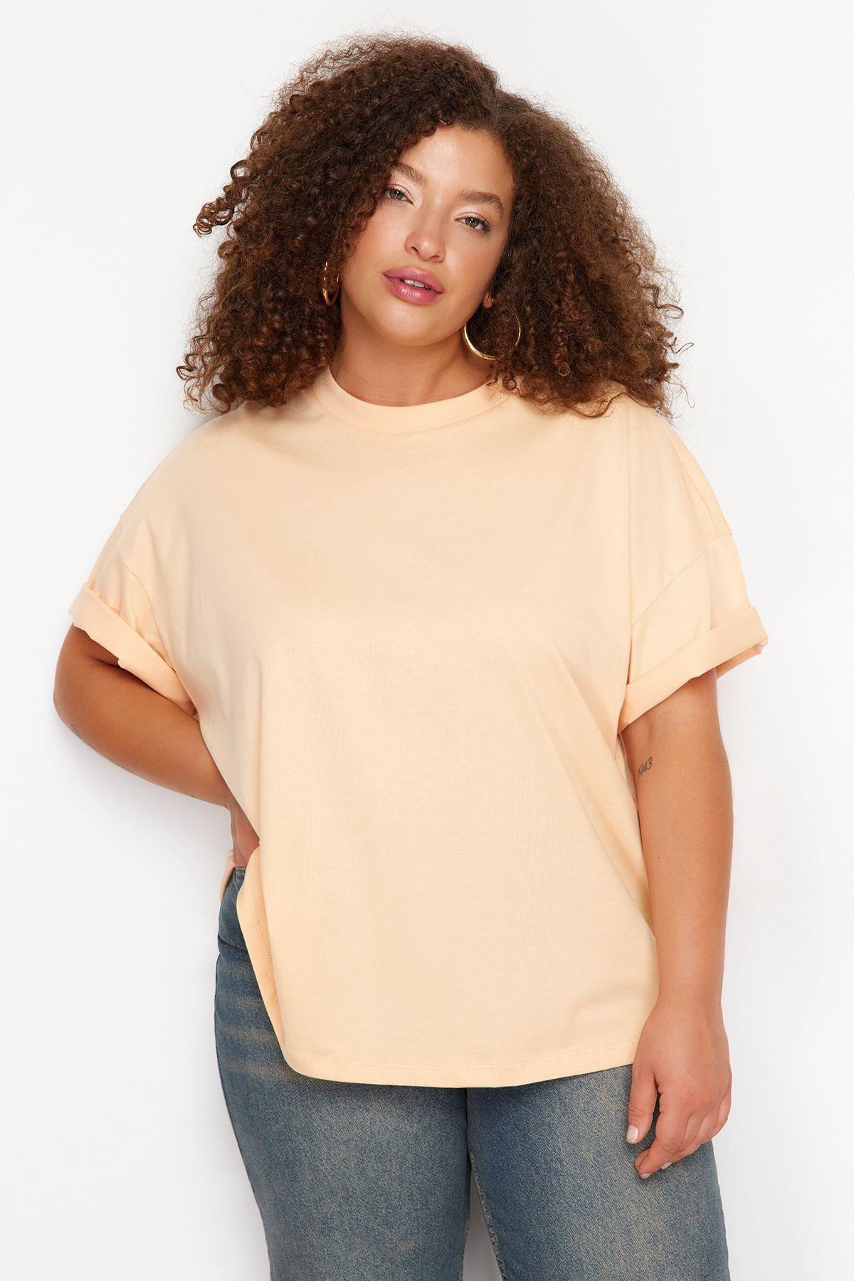 Pink Ribbed Cotton Knit T-Shirt, , large image number 4