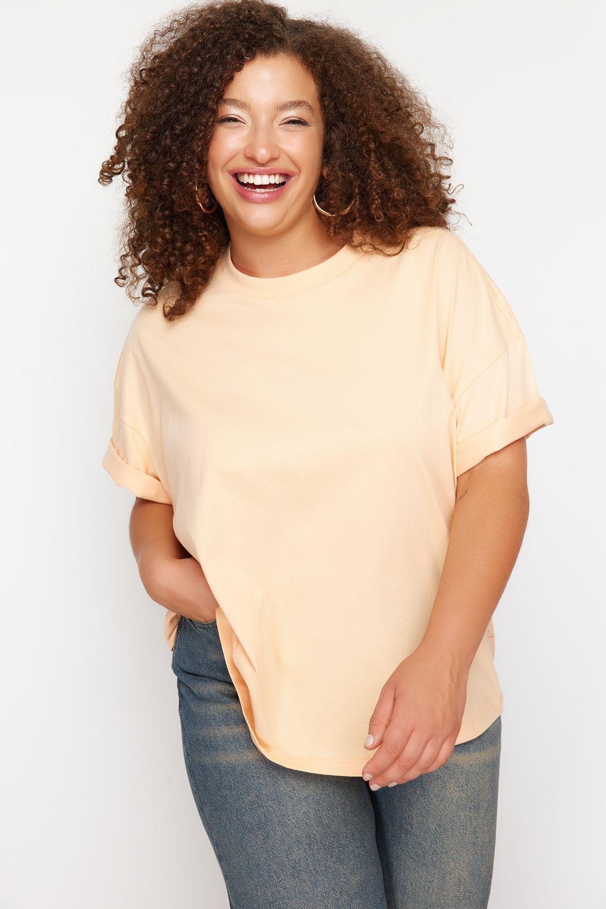 Pink Ribbed Cotton Knit T-Shirt, , large image number 6