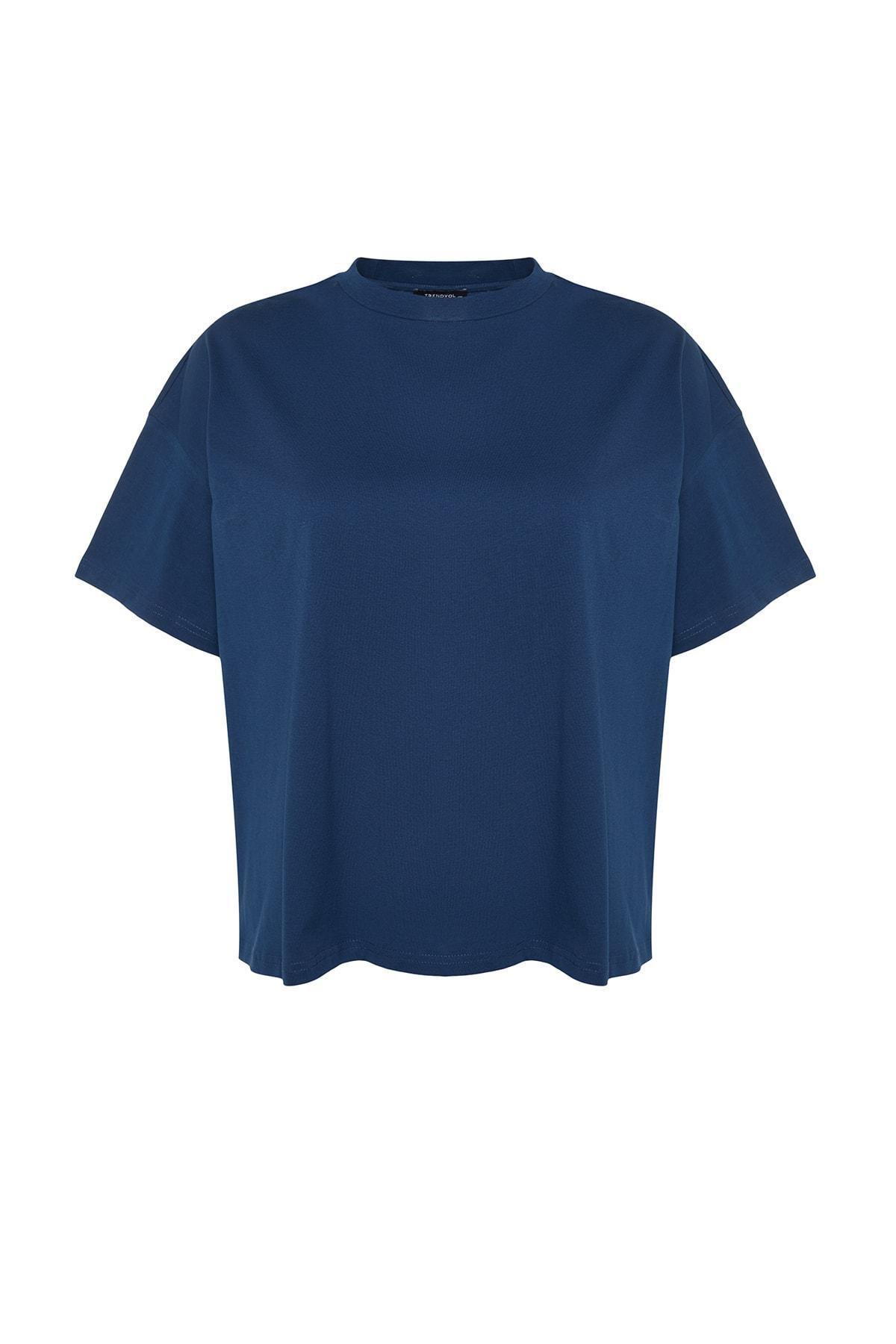 Navy Oversized Plus Size T-Shirt, , large image number 5