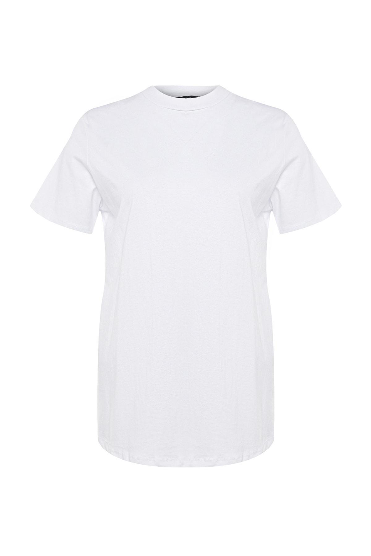 White Crew Neck Plus Size T-Shirt, , large image number 7