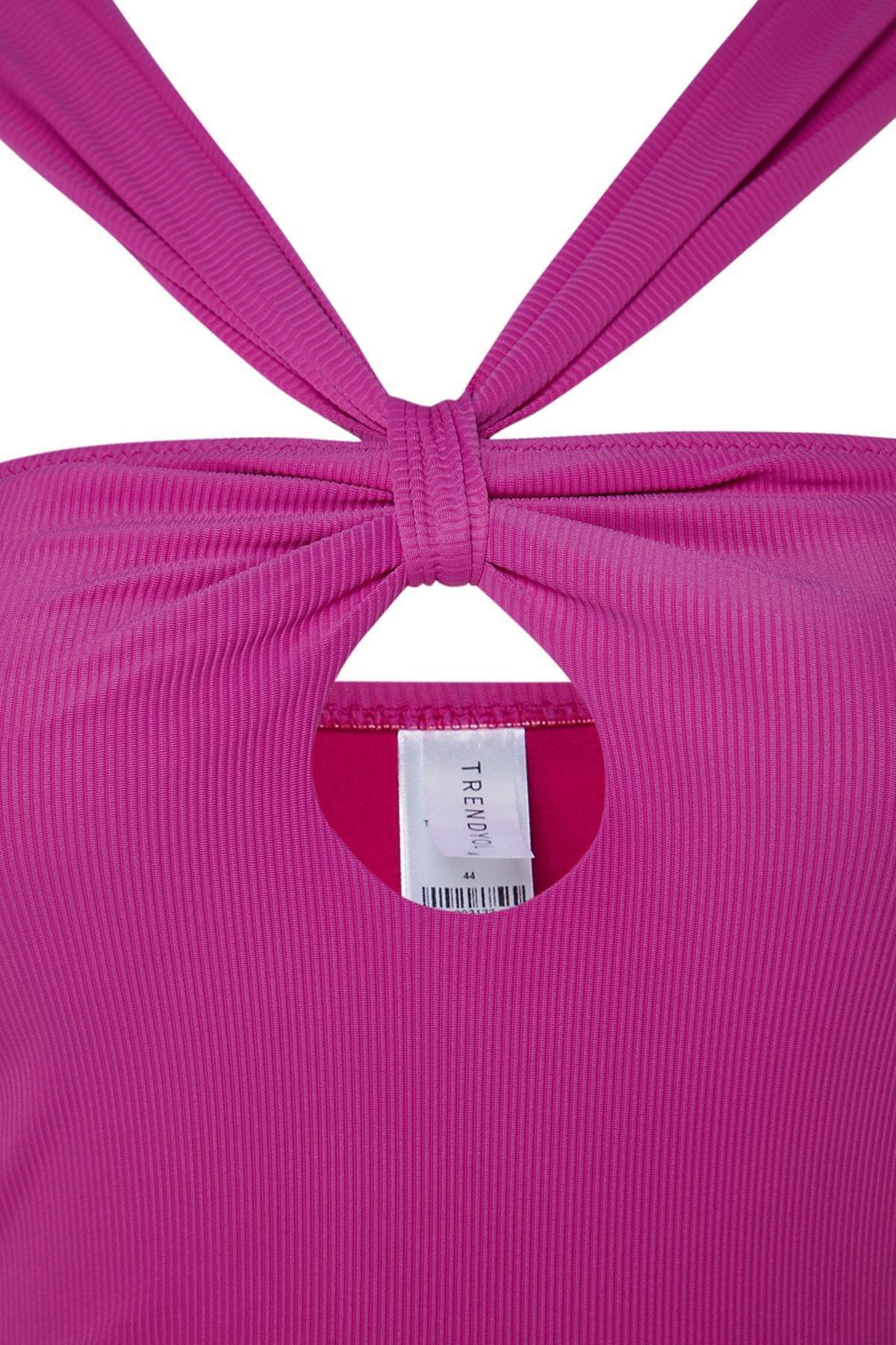 Purple Textured Plus Size Swimsuit, , large image number 7