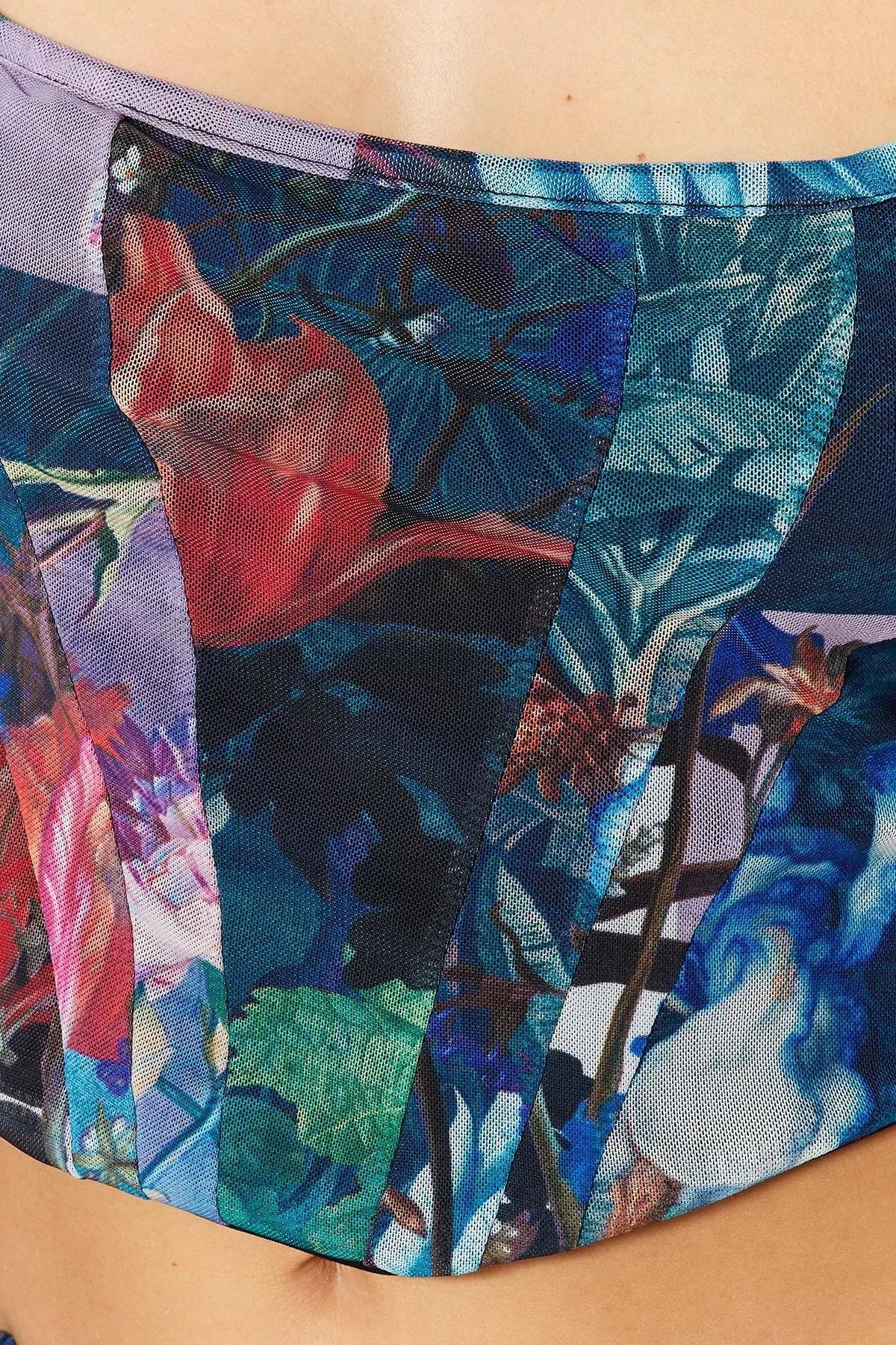 بلوزة بقصة سليم فت بنقشة زهور، ألوان متعددة, Multicolor, large image number 4