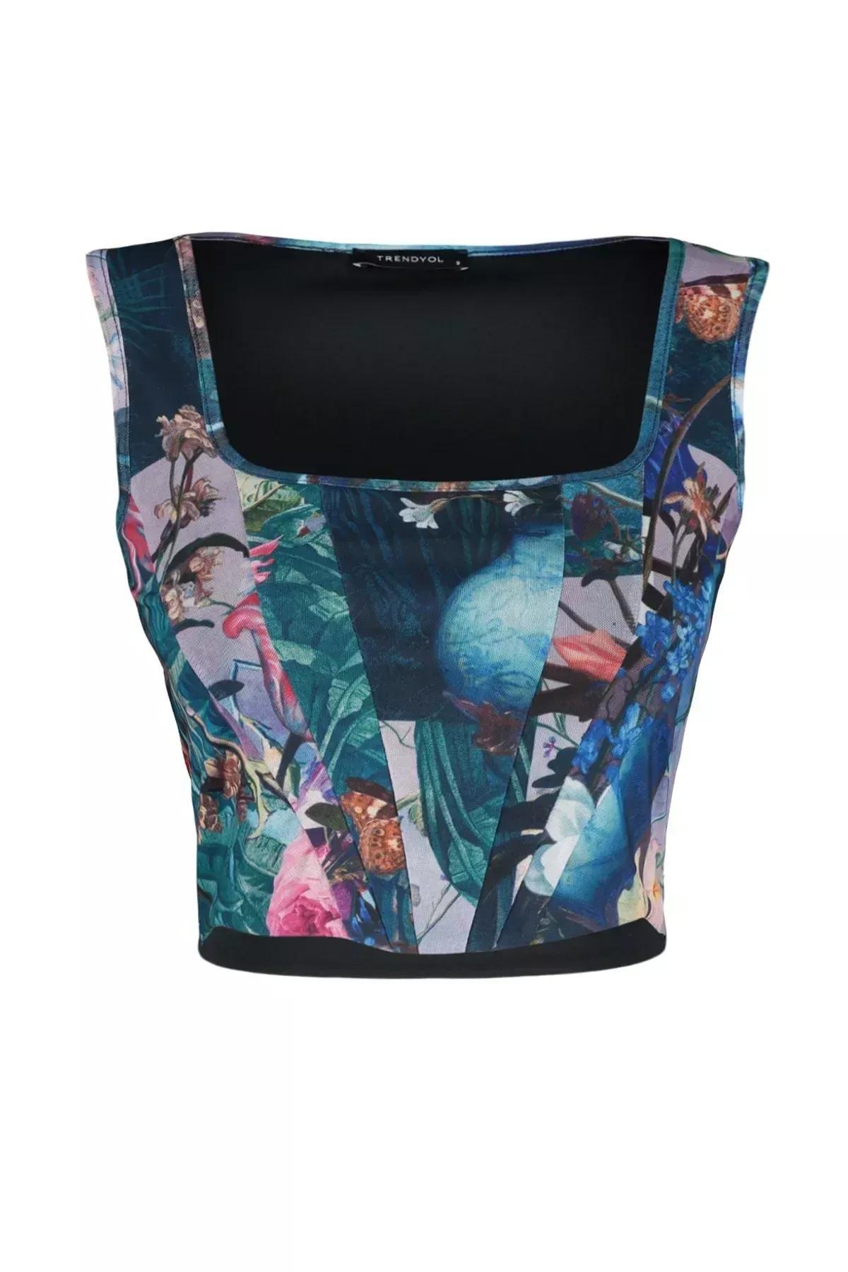 بلوزة بقصة سليم فت بنقشة زهور، ألوان متعددة, Multicolor, large image number 5