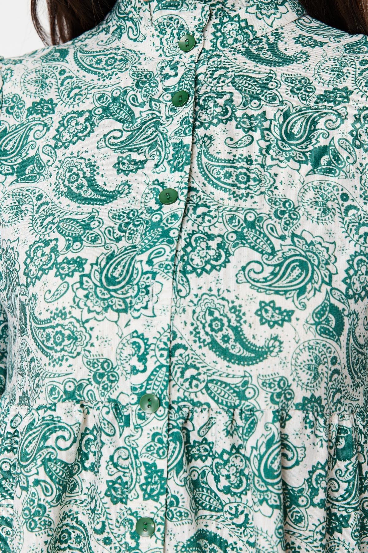 Blue Ethnic Patterned Occasion Wear Dress, , large image number 4