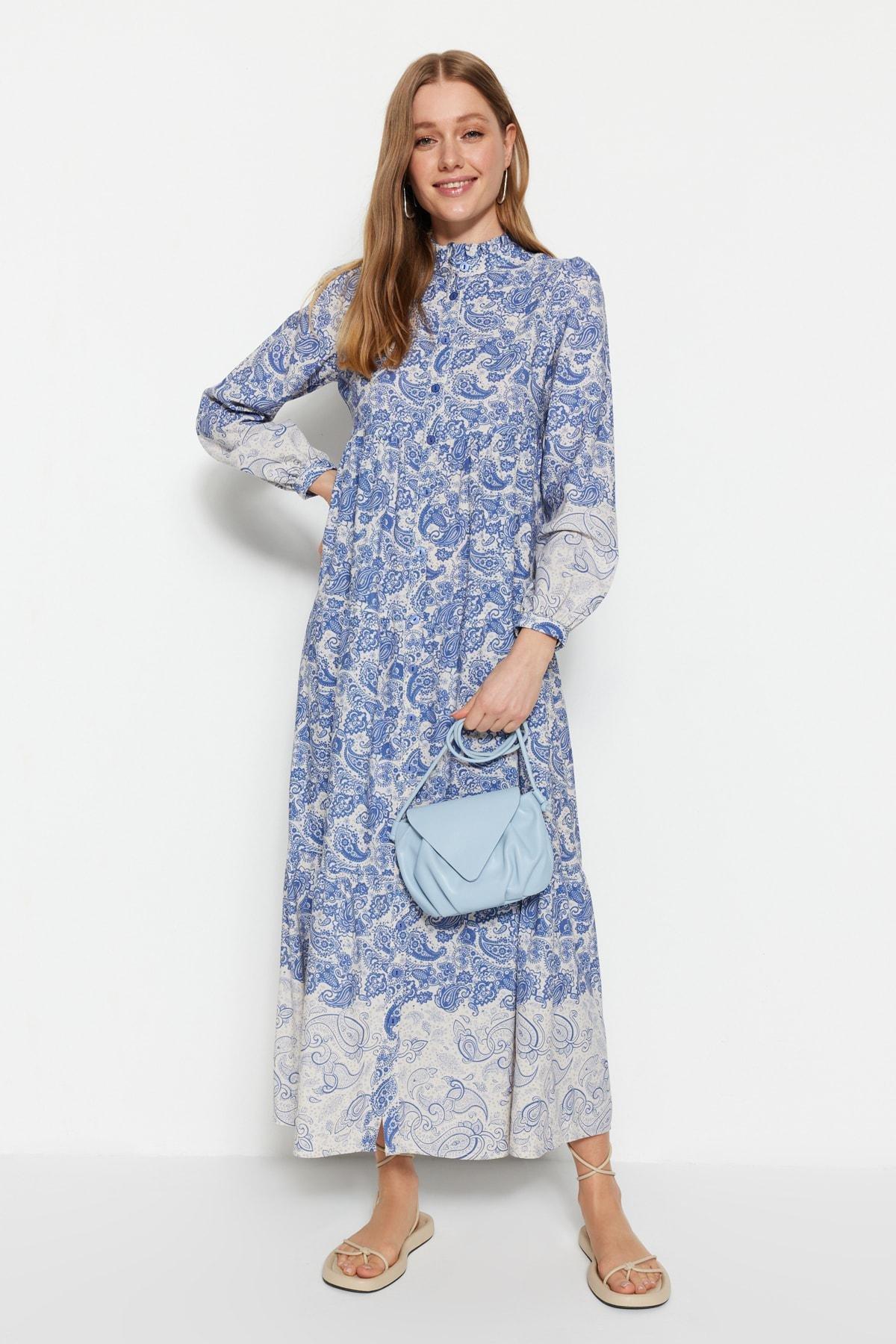 Blue Ethnic Shirt Dress, , large image number 2