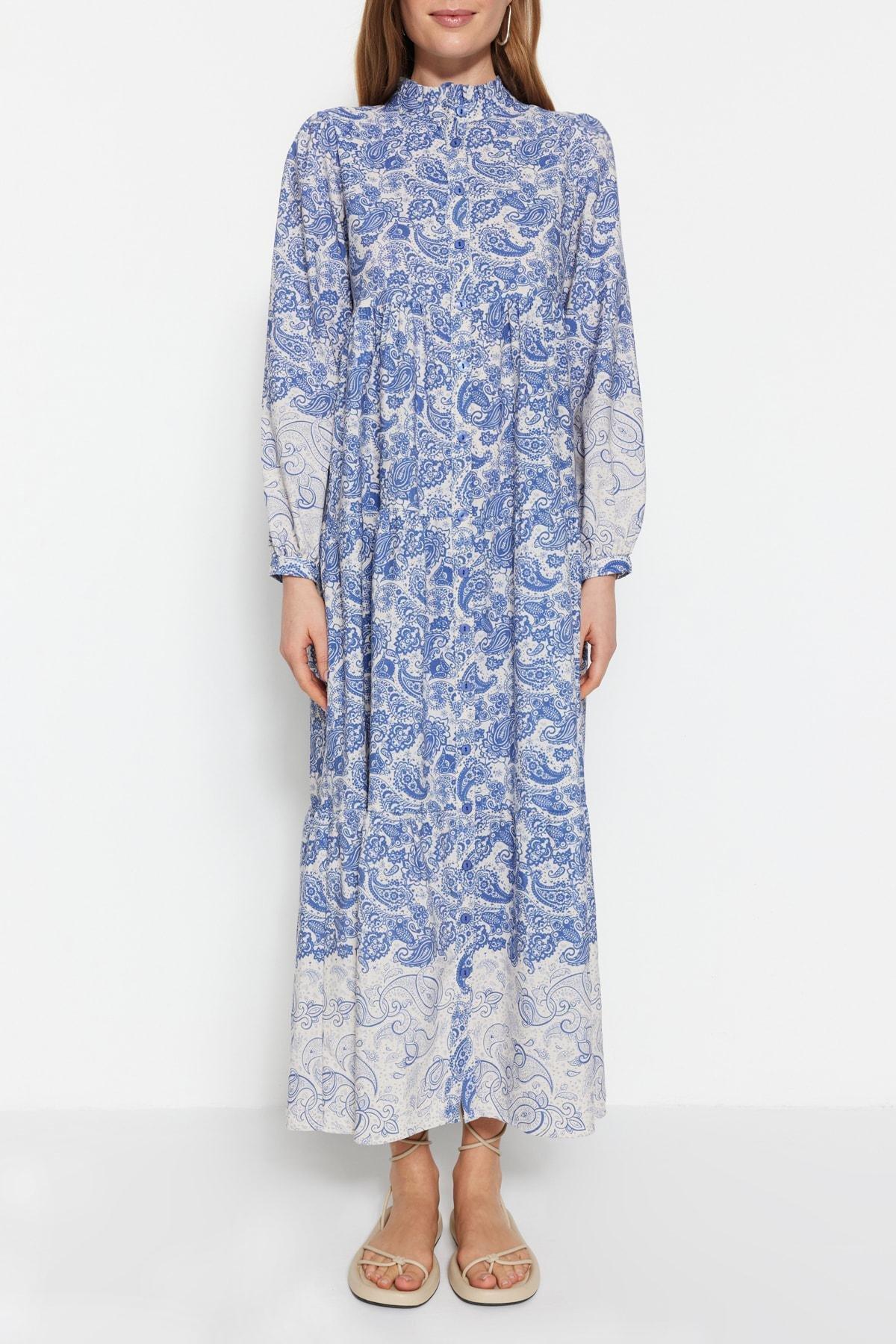Blue Ethnic Shirt Dress, , large image number 3