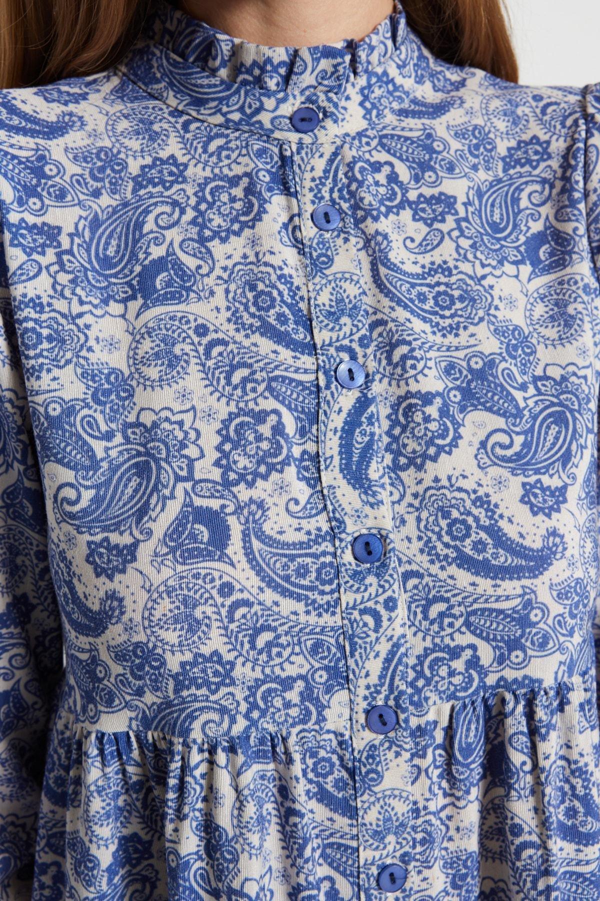 Blue Ethnic Shirt Dress, , large image number 4