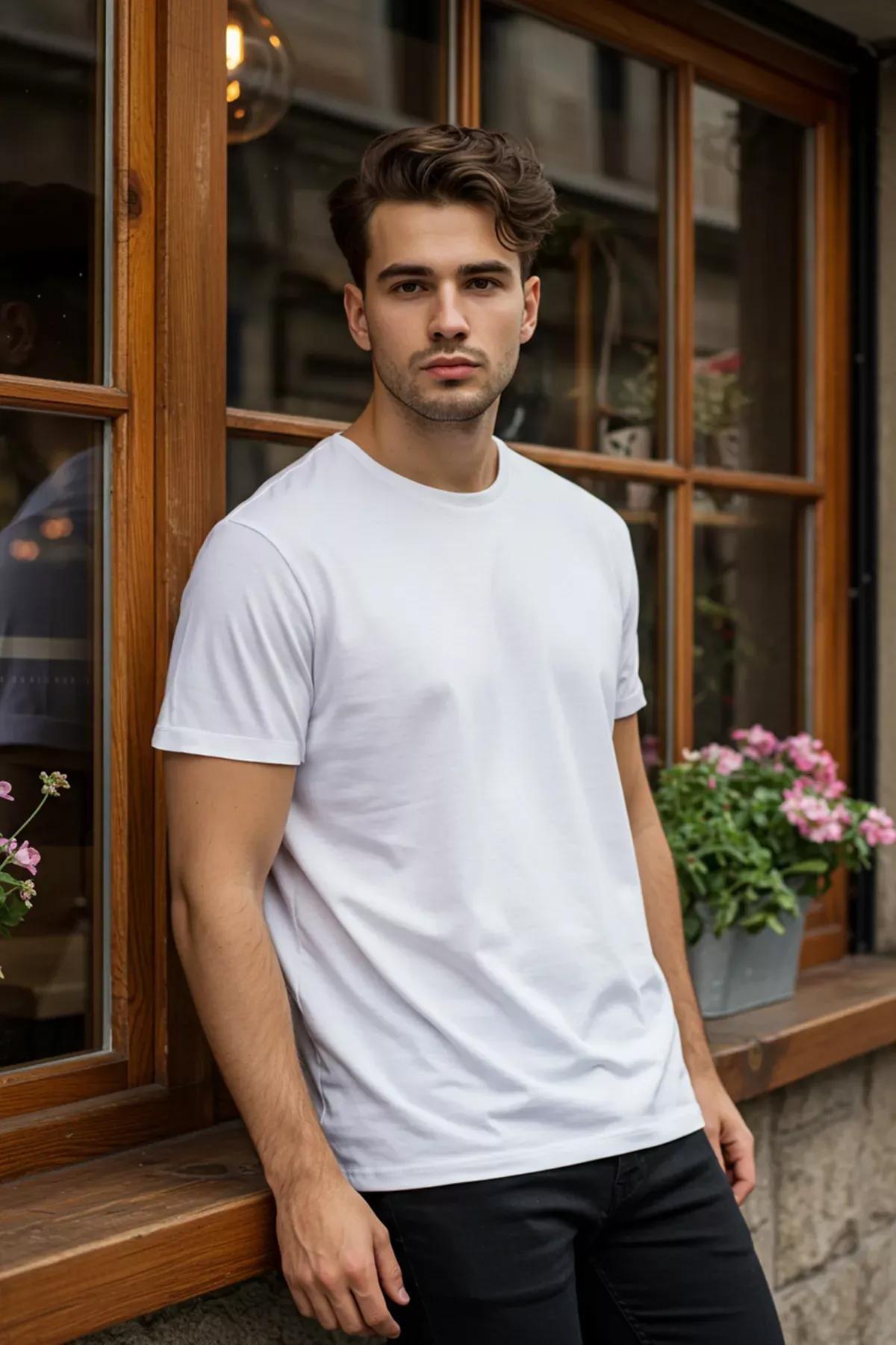 White Slim T-Shirt, White, medium