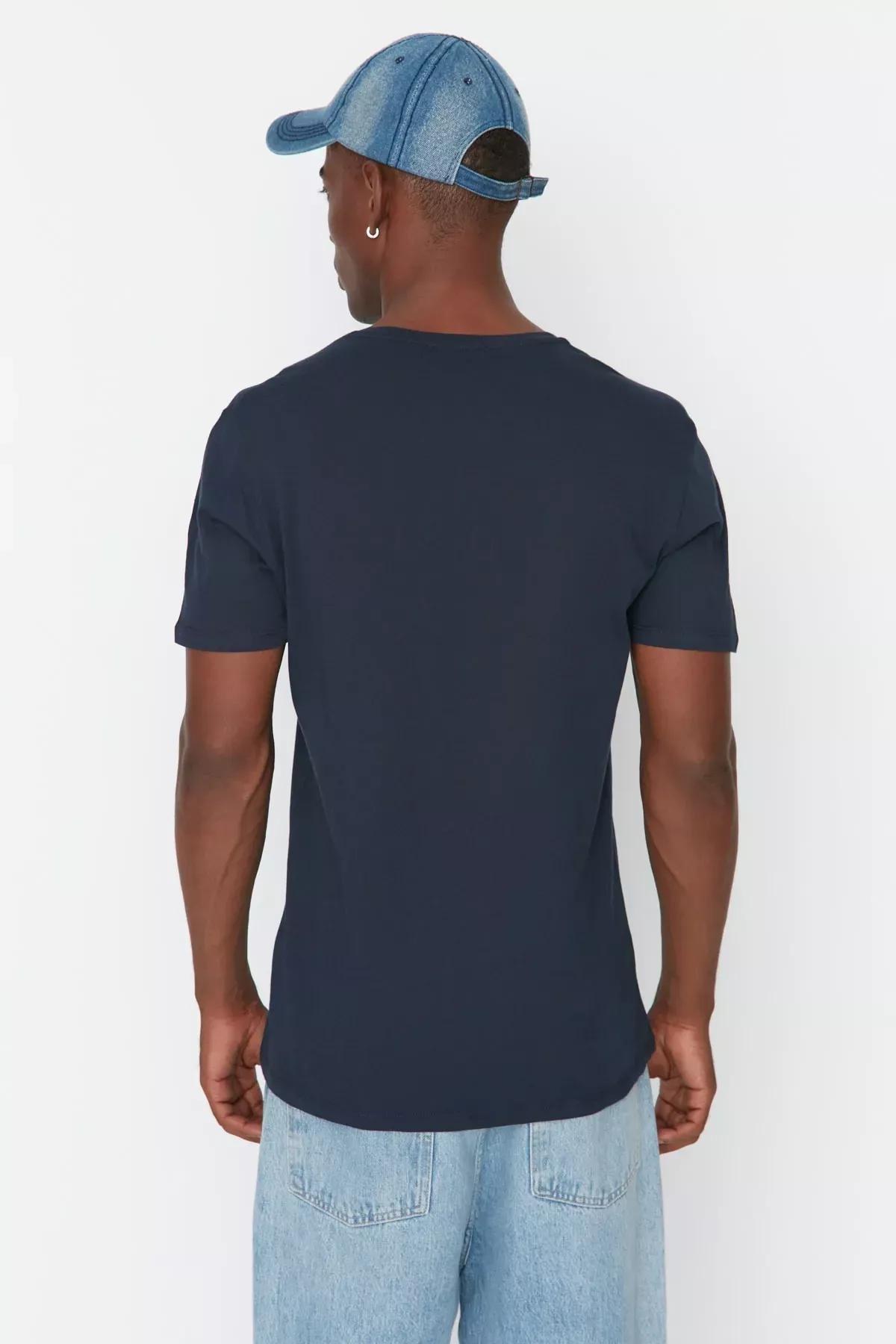 Navy Crew Neck Slim T-Shirt, , large image number 4