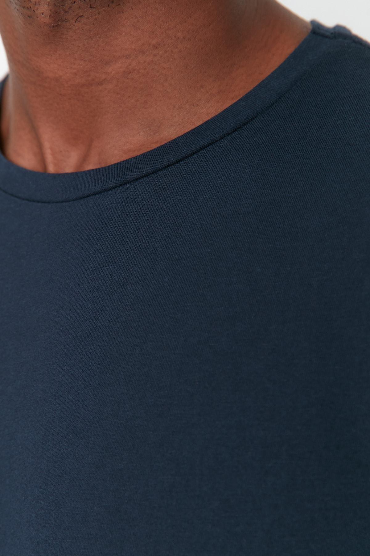 Navy Crew Neck Slim T-Shirt, , large image number 5