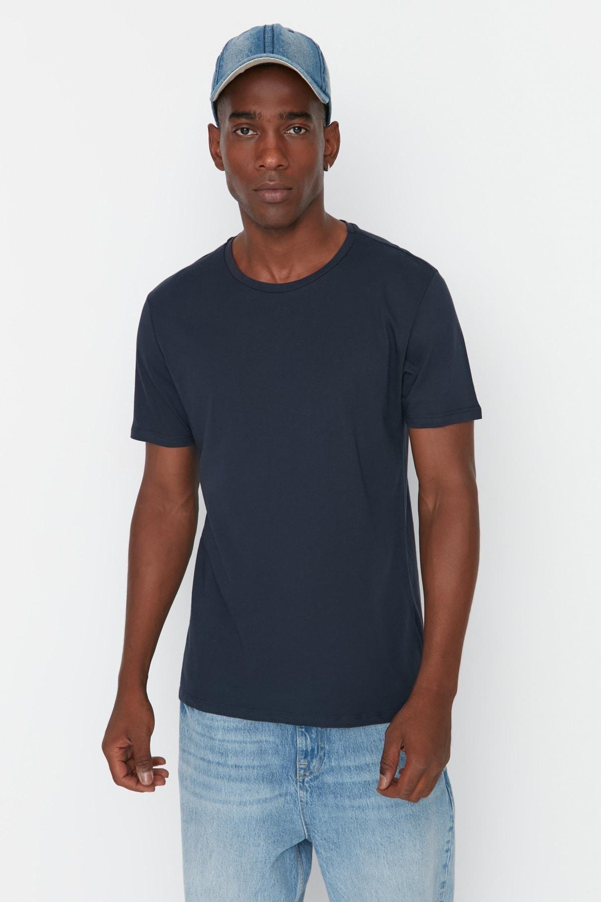 Navy Crew Neck Slim T-Shirt, , large image number 7